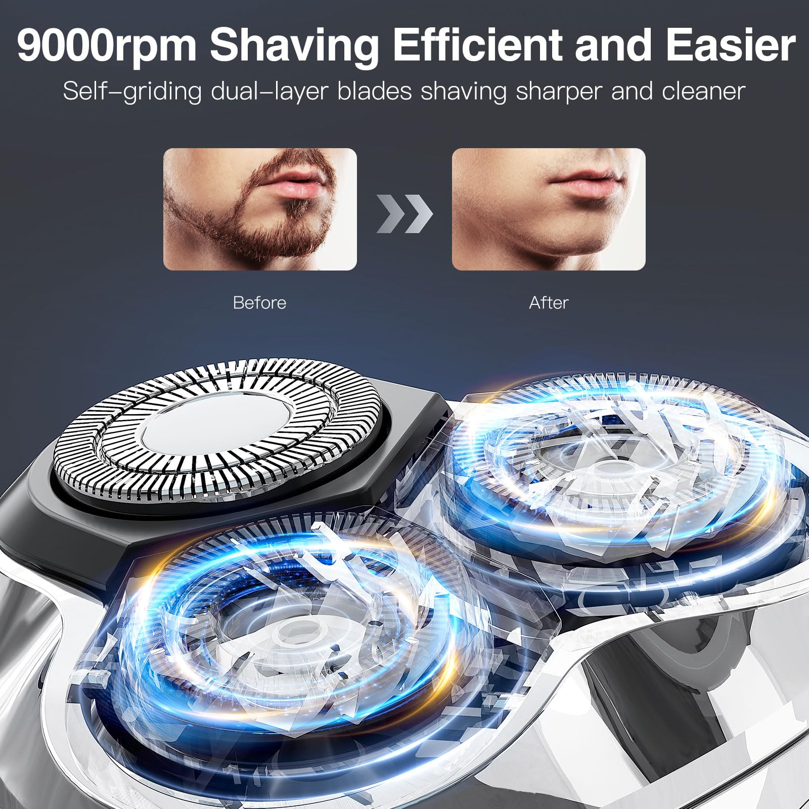 Yiriso Electric Razor For Men, Mens Electric Shavers, Wet & Dry Shaver With Pop Up Trimmer, Usb C Rechargeable Waterproof Portab