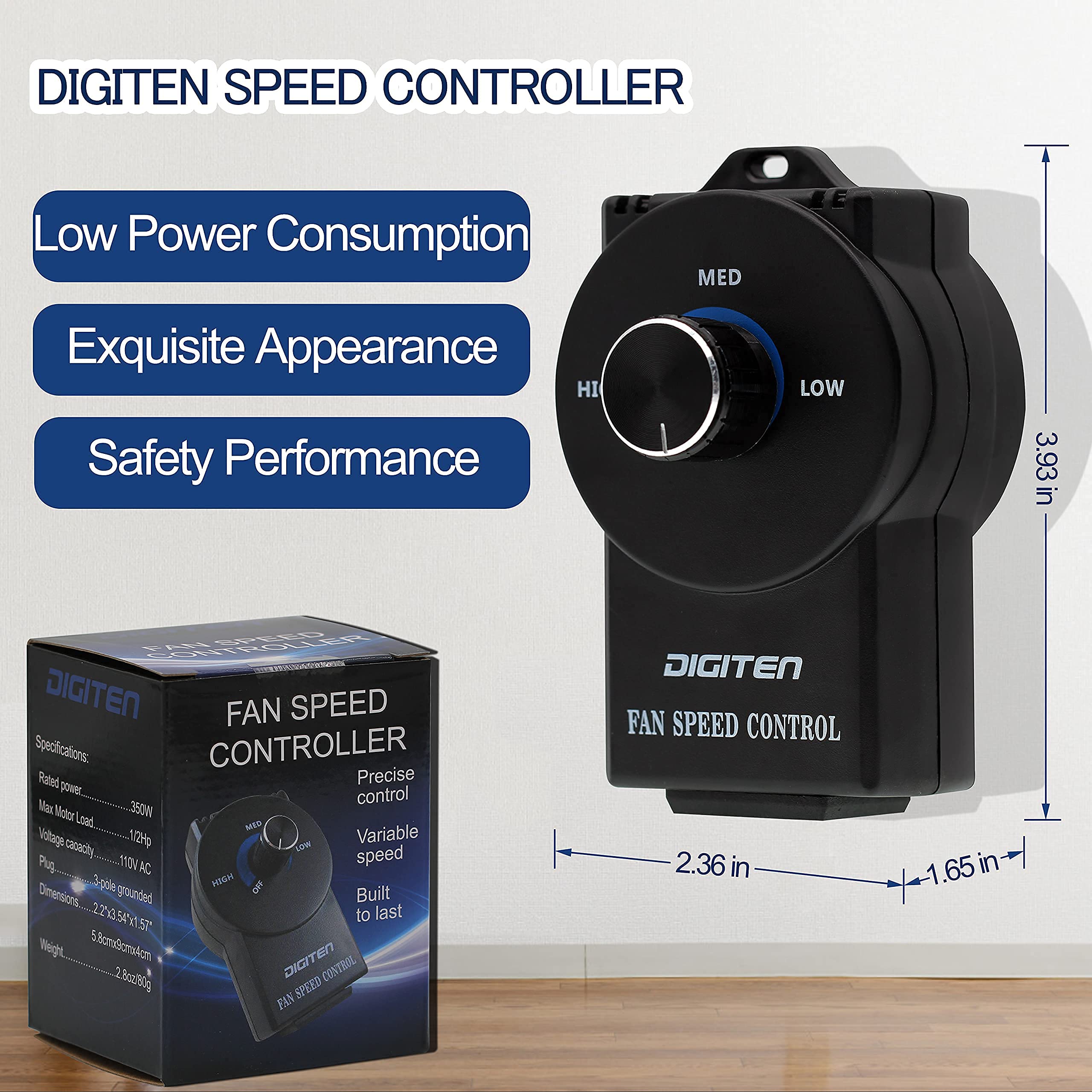 Digiten Variable Speed Controller Exhaust Variable Speed Fan Speed Adjuster Vent Blower Speed Adjuster For Duct Inline Fan Speed