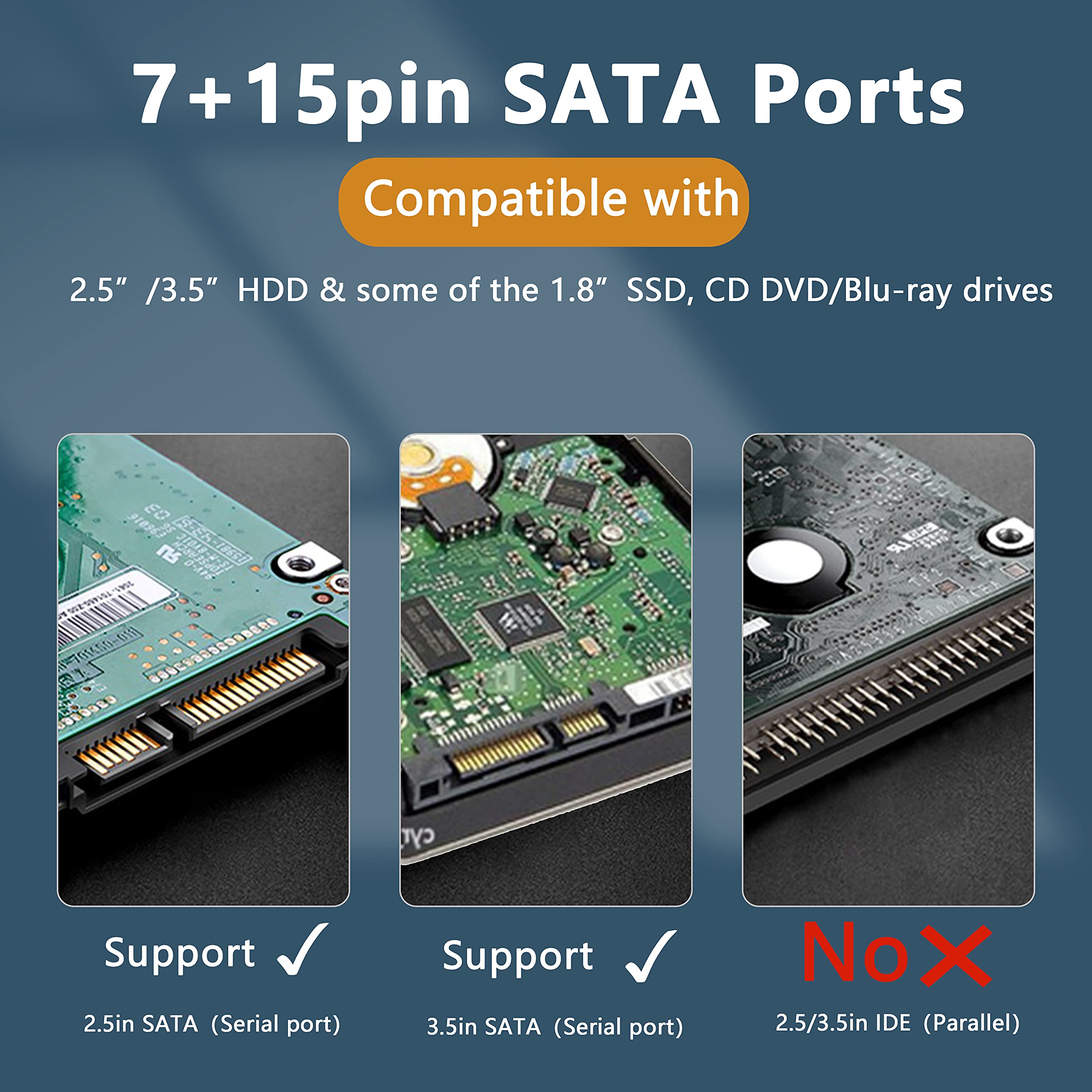 Gelrhonr 22Pin Sata Power Extension Cable,22 Pin?7+15? Sata Male To Female Data And Power Combo Extension Cable With Locking Lat