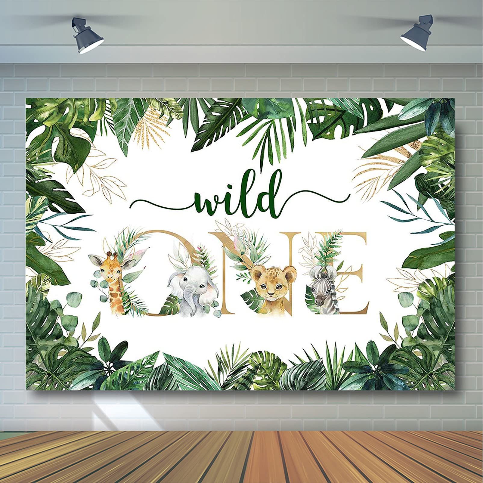 Avezano Safari Wild One Backdrop For Boy Jungle Animal First Birthday Party Photography Background Green Gold Wild One 1St Birth