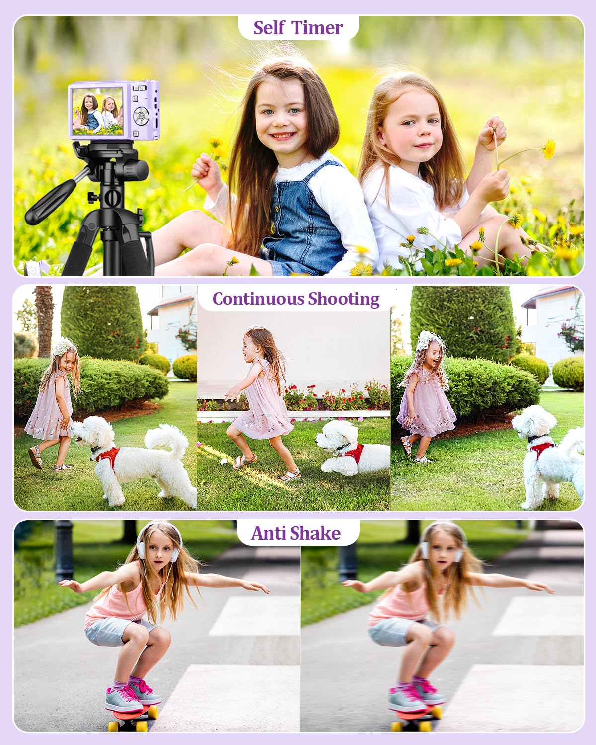 Upgrade Digital Camera, 50Mp Full High Definition 1080P Camera With 16X Zoom Anti Shake, Compact Camera For Kid Student Children