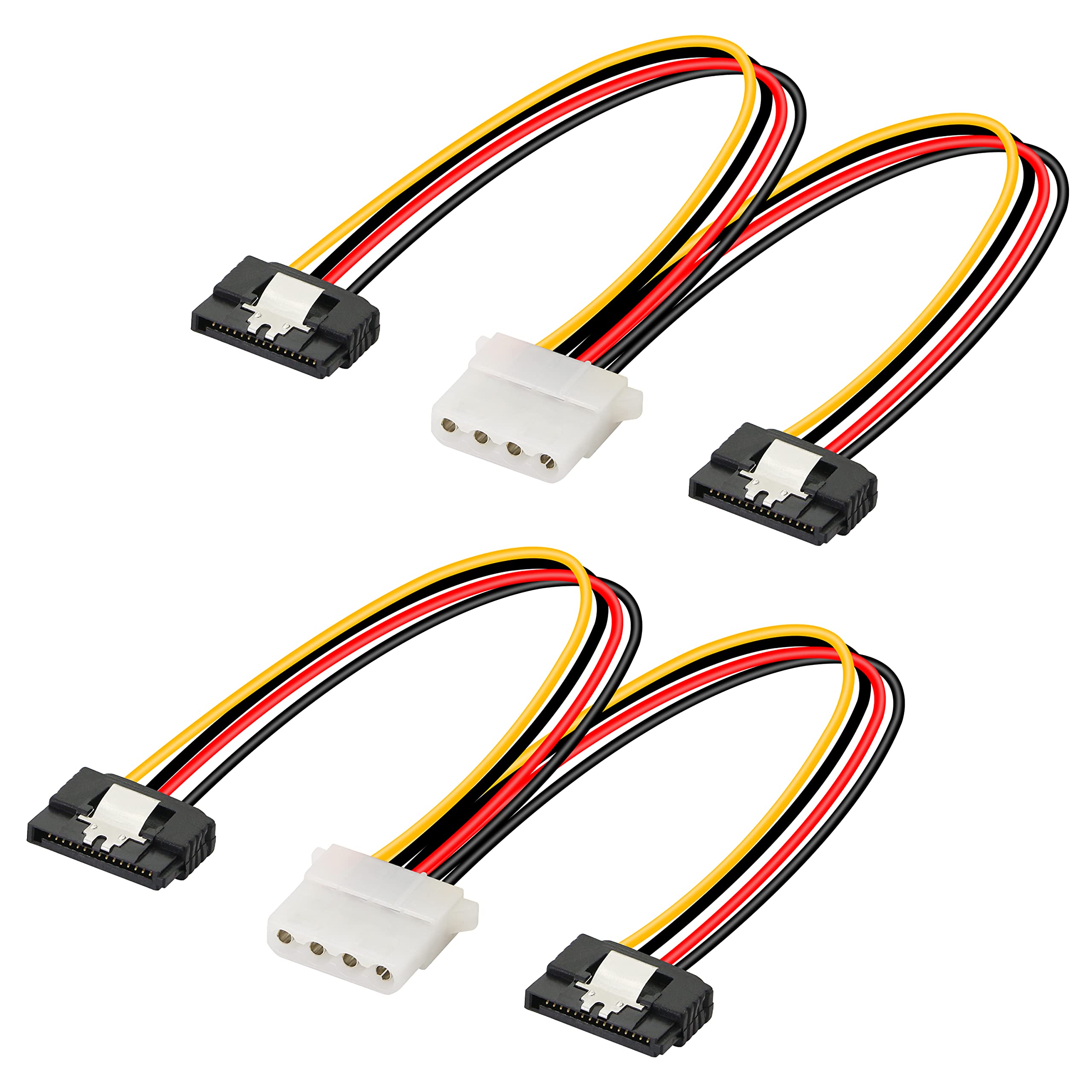 Gelrhonr 8In Lp4 To Dual Latching Sata Power Y Cable Splitter, 4 Pin Ide Female To 15Pin Female Adapter For Hhd/Ssd/Dvd Rw/Hard Drive 2Pcs