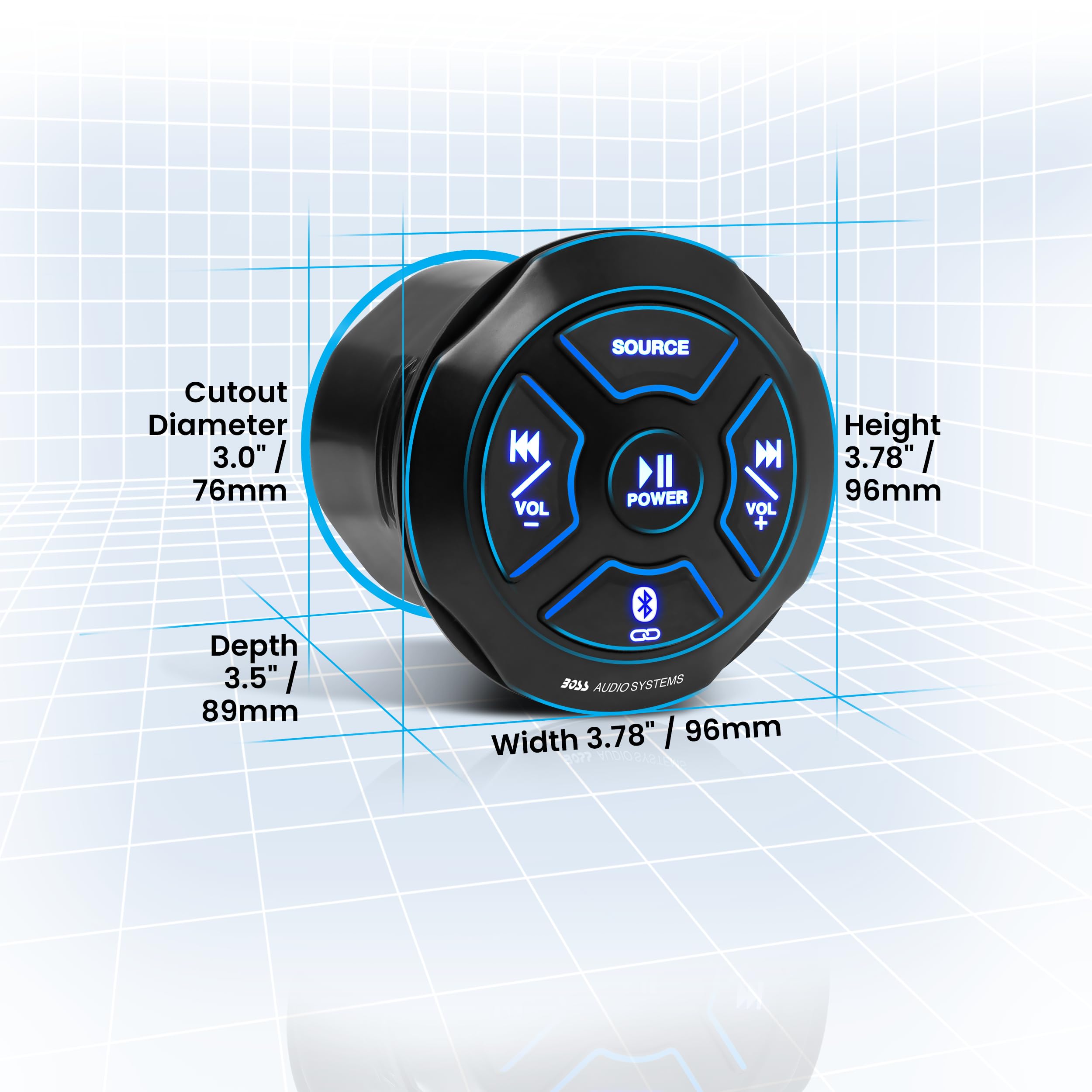 Boss Audio Systems Mgr250B Bluetooth Marine Radio Gauge Receiver, Built In Amplifier, Ipx6 Rated, Usb Port + Usb Charging