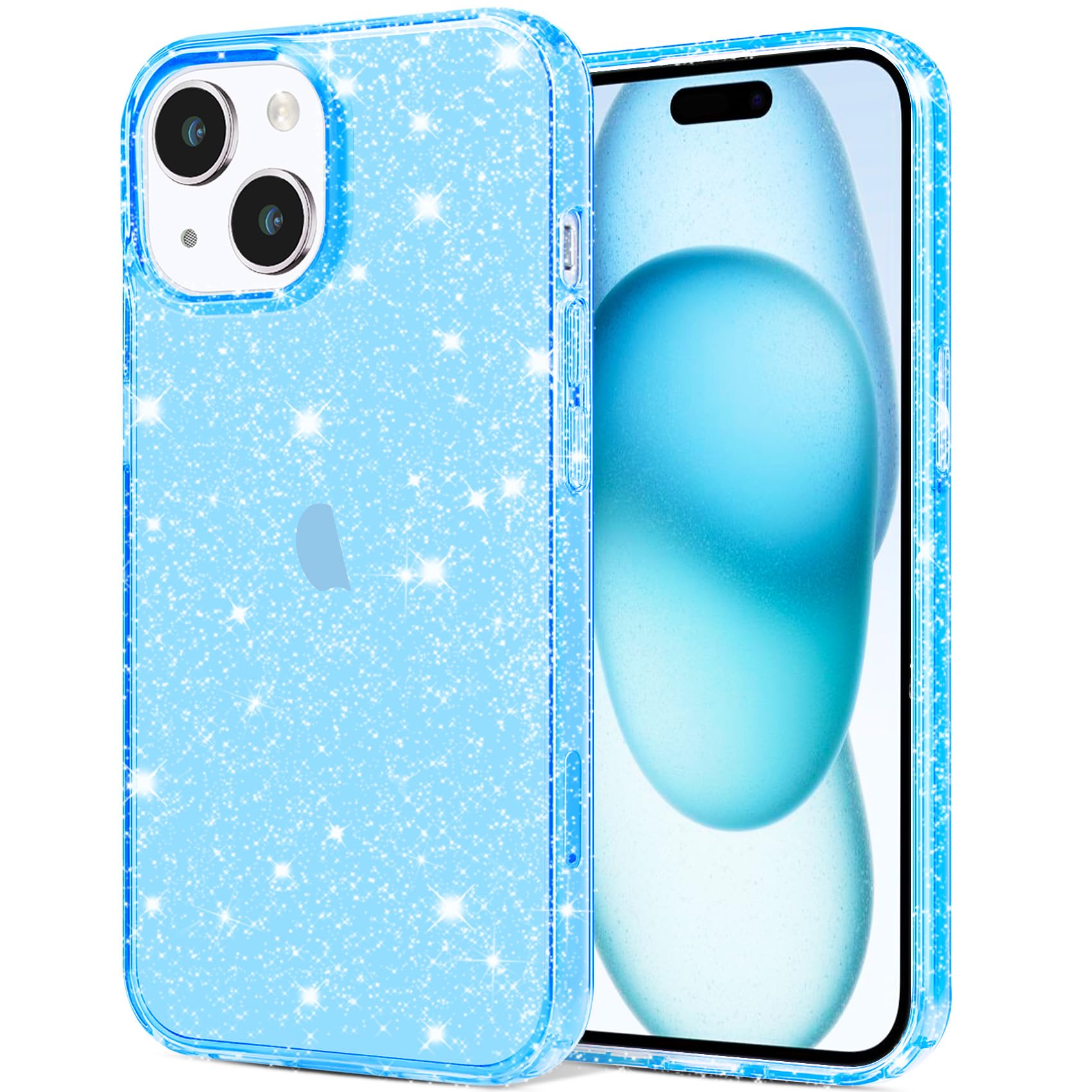 Jjgoo Compatible With Iphone 15 Plus Case Glitter, Clear Transparent Soft Tpu Sparkle Anti Scratch Shockproof Protective Phone B