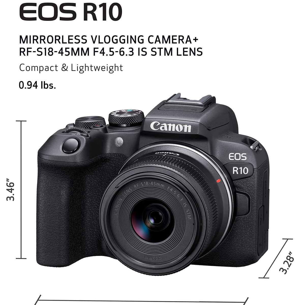 Canon EOS R10 Mirrorless Camera RF S18 45mm F4.5 6.3 is STM Lens Kit ...