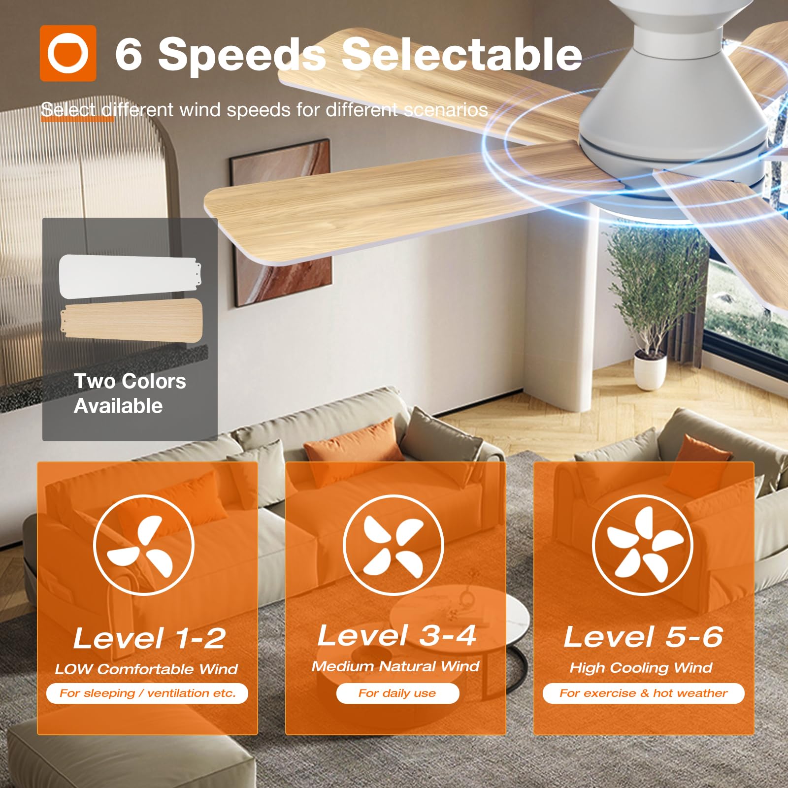 Addlon Ceiling Fans With Lights, 42 Inch Low Profile Ceiling Fan With Light And Remote Control, Flush Mount, Reversible, 3Cct, D