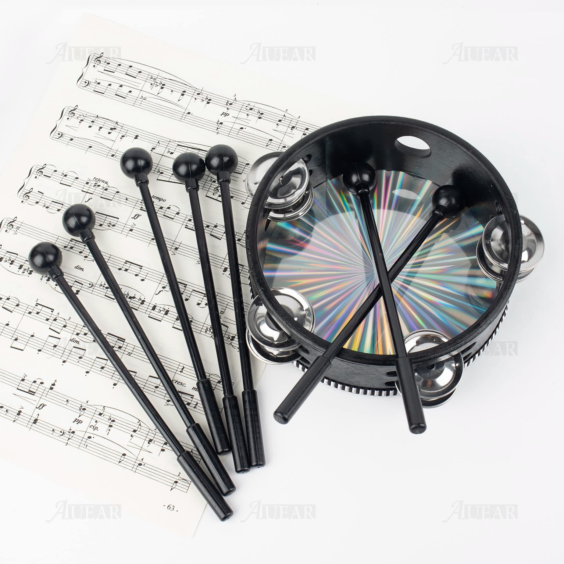 Auear, 10 Pack Drumsticks Plastic Handheld Drum Mallet Rod Musical Instrument Black