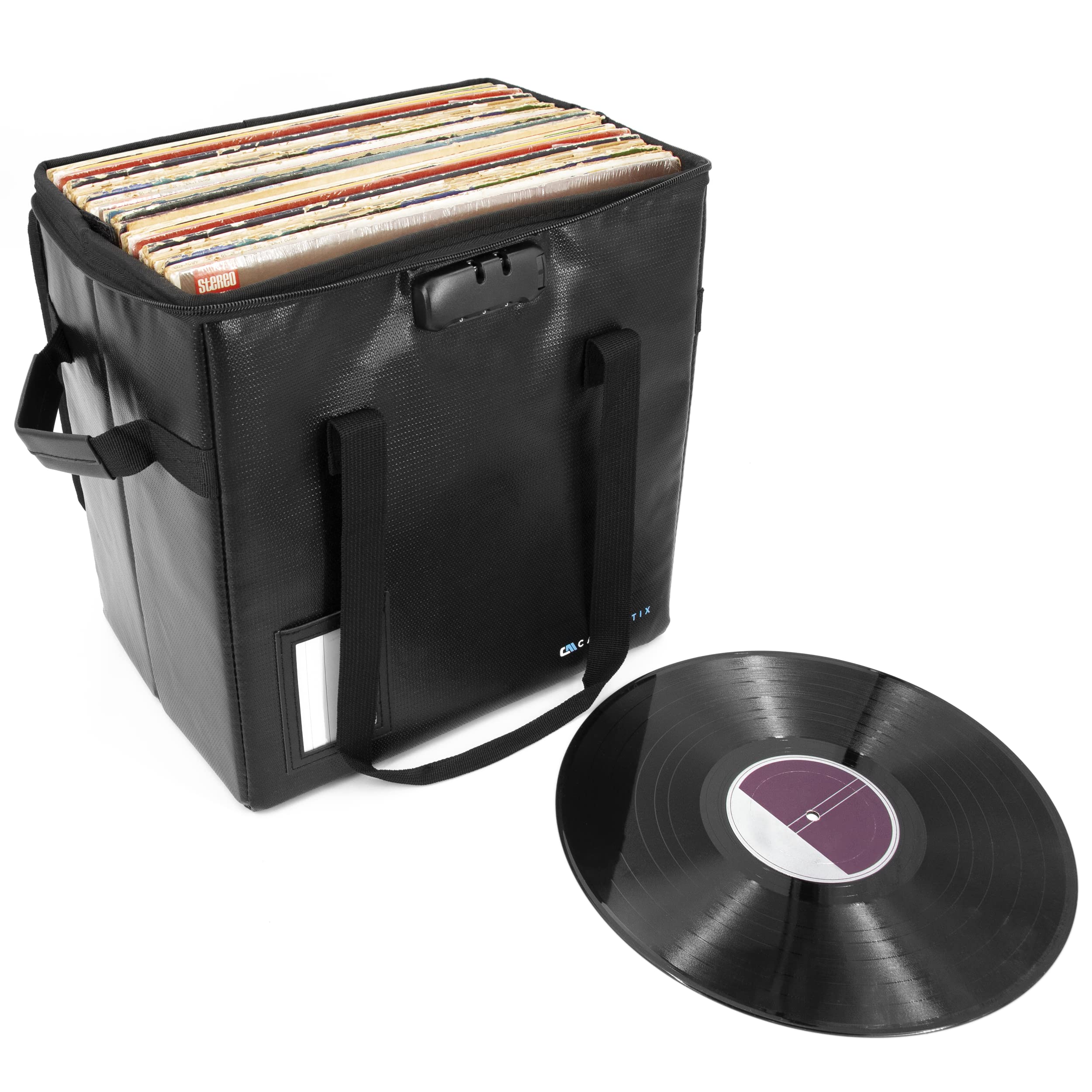 Casematix Vinyl Record Case For Up To 40 Records   Fire Resistant Vinyl Record Storage Case With Programmable Combination Lock A