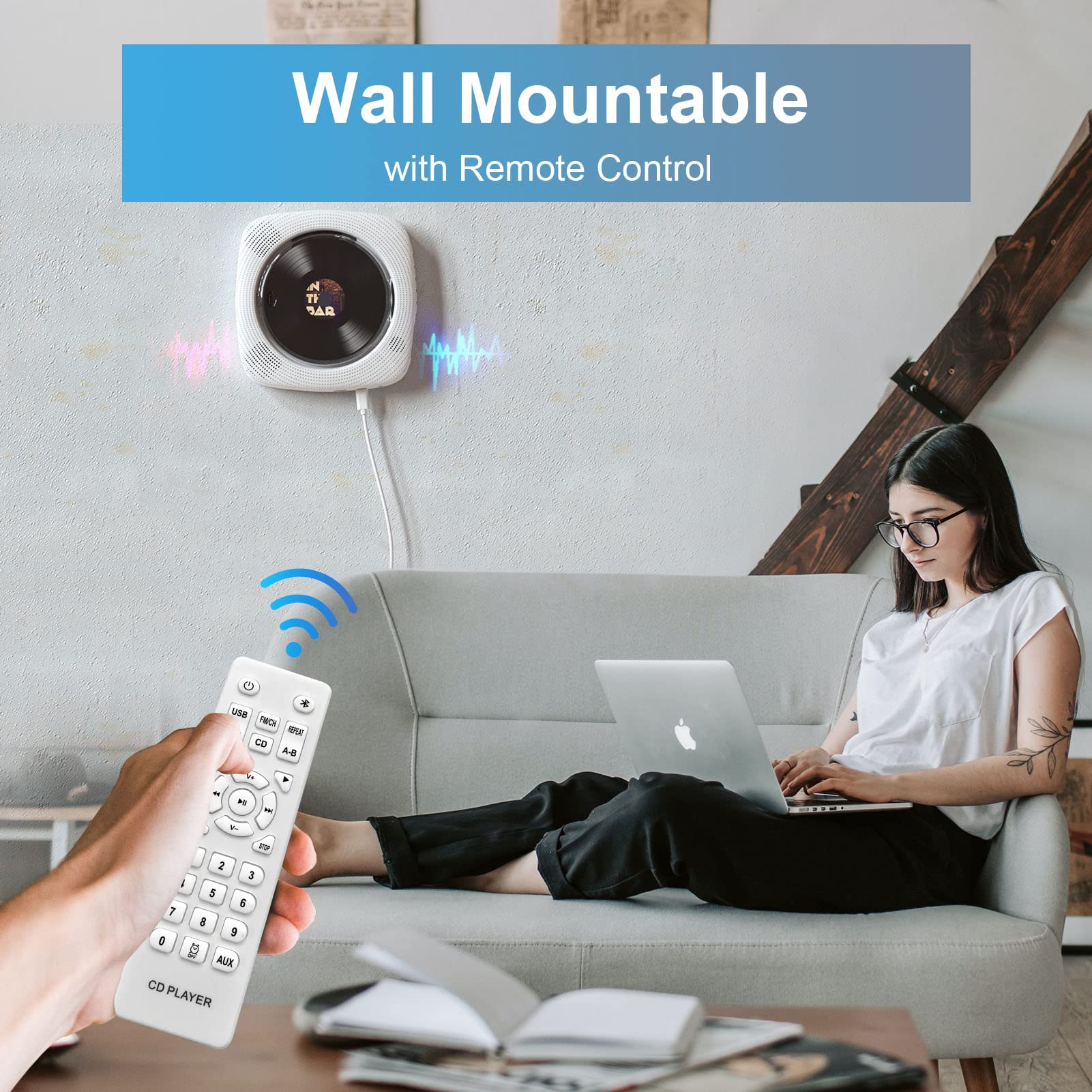 Realinkus Cd Players For Home, Portable Cd Player With Speakers, Fm Radio, Remote Control, Aux Port, Usb Read, Compatible Format