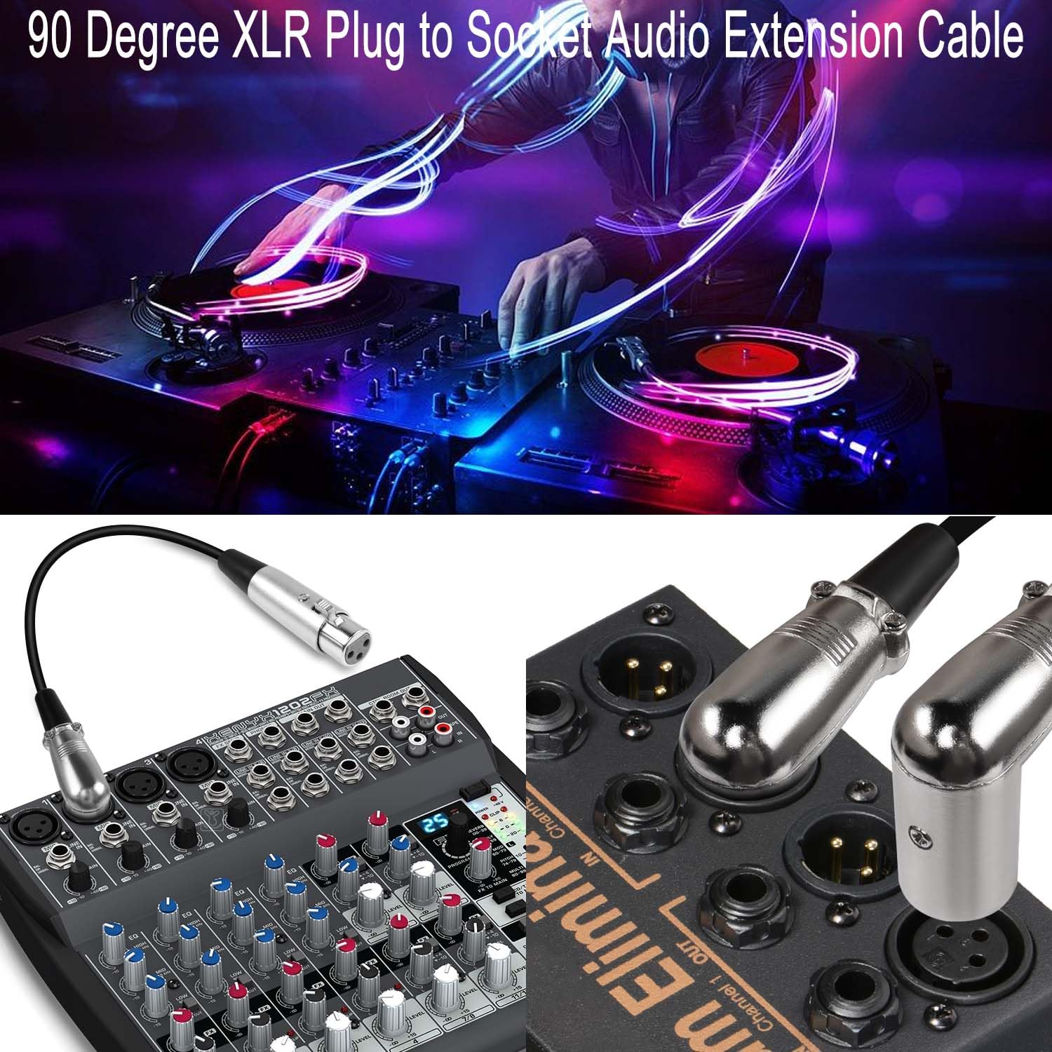 Qianrenon 90 Angle Xlr Microphone Short Cable 3Pin Xlr Right Angle Male To Female Balanced Cable 90 Degree Xlr Plug To Socket Au