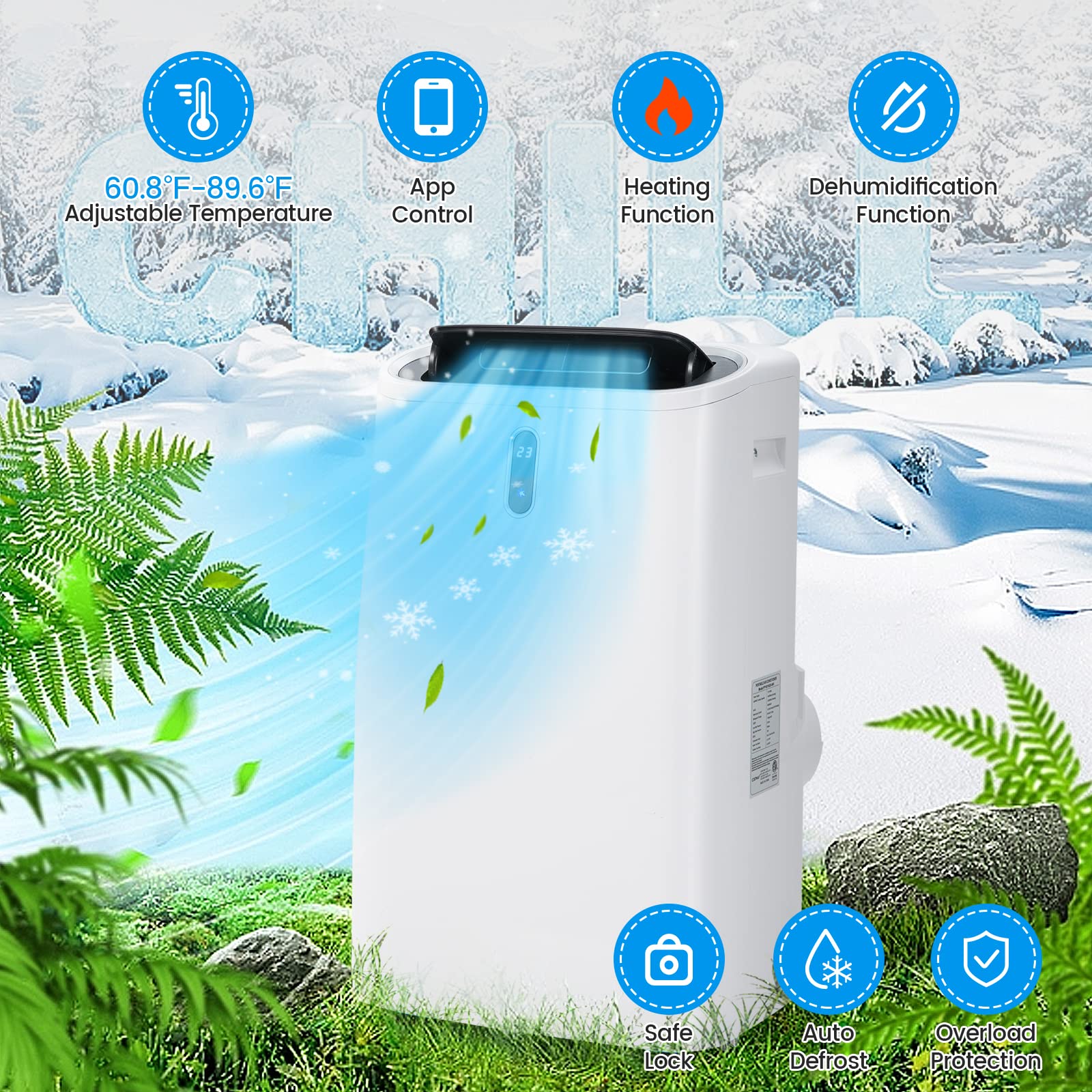 Dortala 12000 Btu Portable Air Conditioner And Heater, 4 In 1 Ac Unit With Dehumidifier, Heat, Cool, Fan, Standing Ac With Wifi
