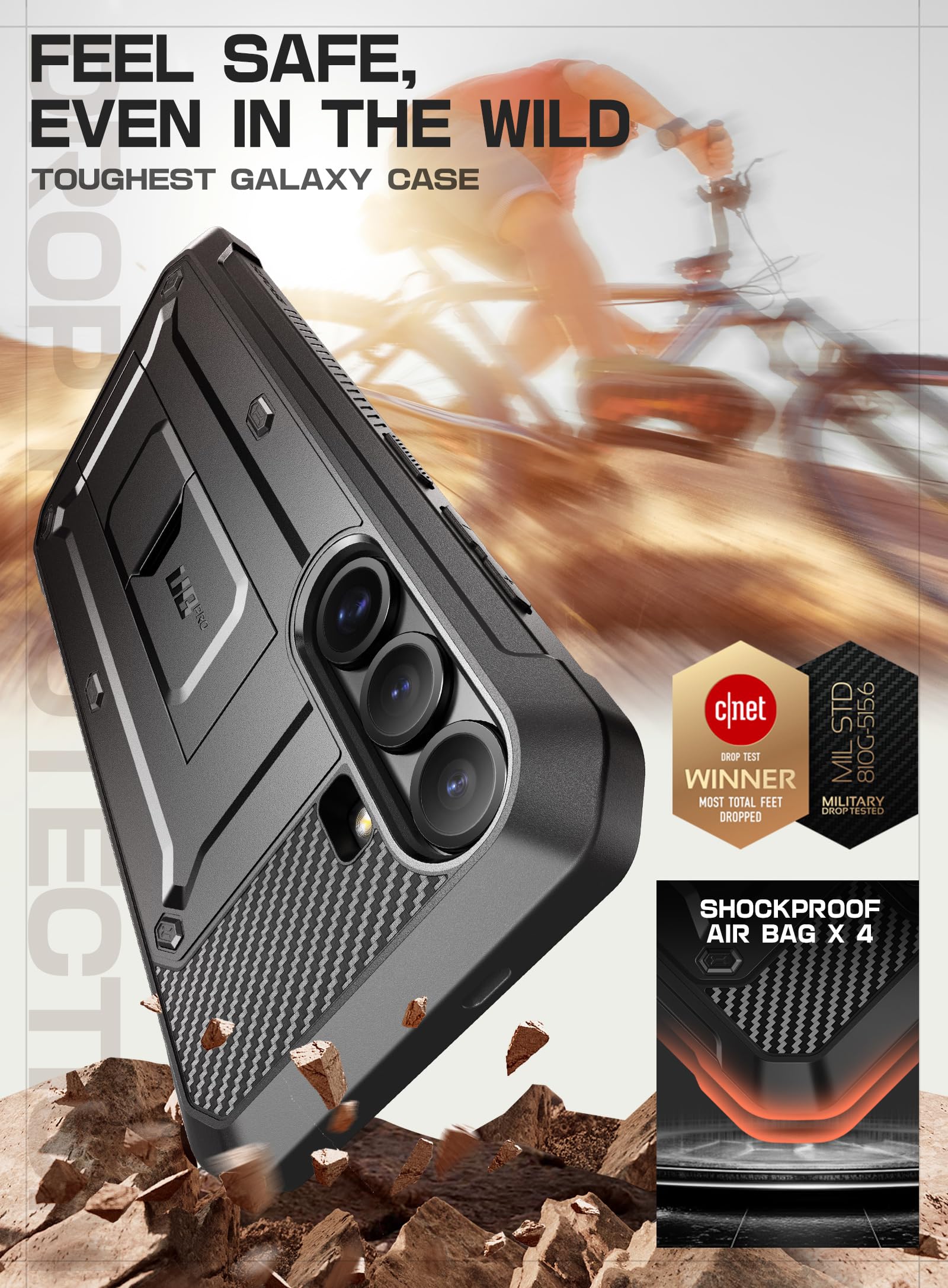 Supcase For Samsung Galaxy S25 Fe Case With Stand & Belt-Clip (Unicorn Beetle Pro), [Built-In Screen Protector] [Military-Grade