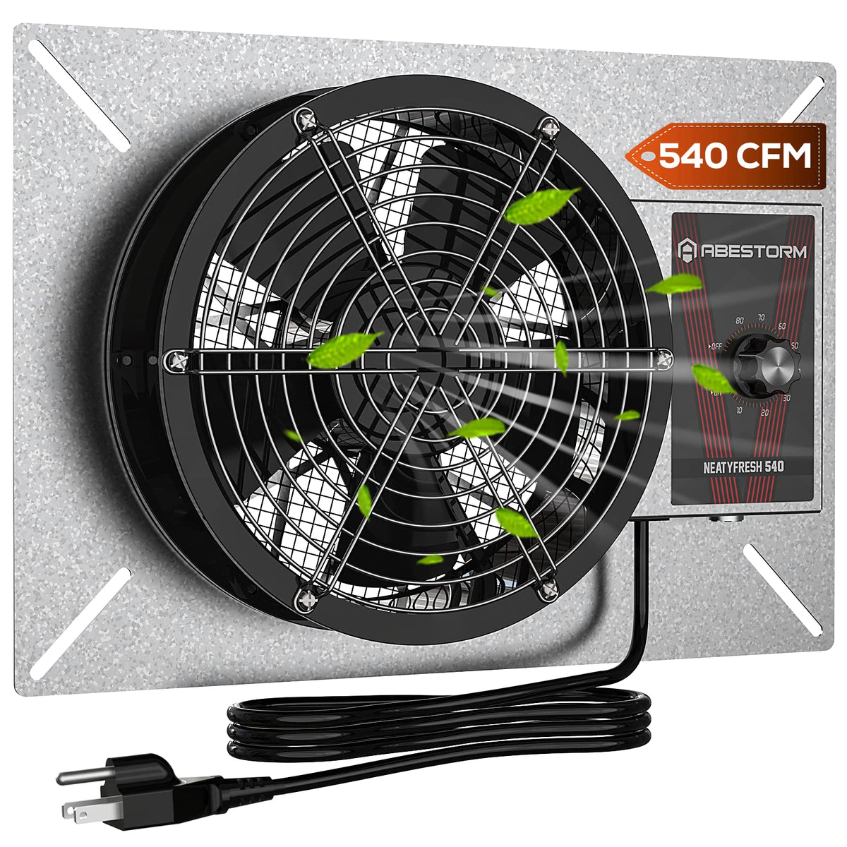 Abestorm 540Cfm Ip 55 Rated Crawlspace Ventilation Fan With Humidistat Thermostat, 8.7Inch Basement Vent Fans With Isolation Mes