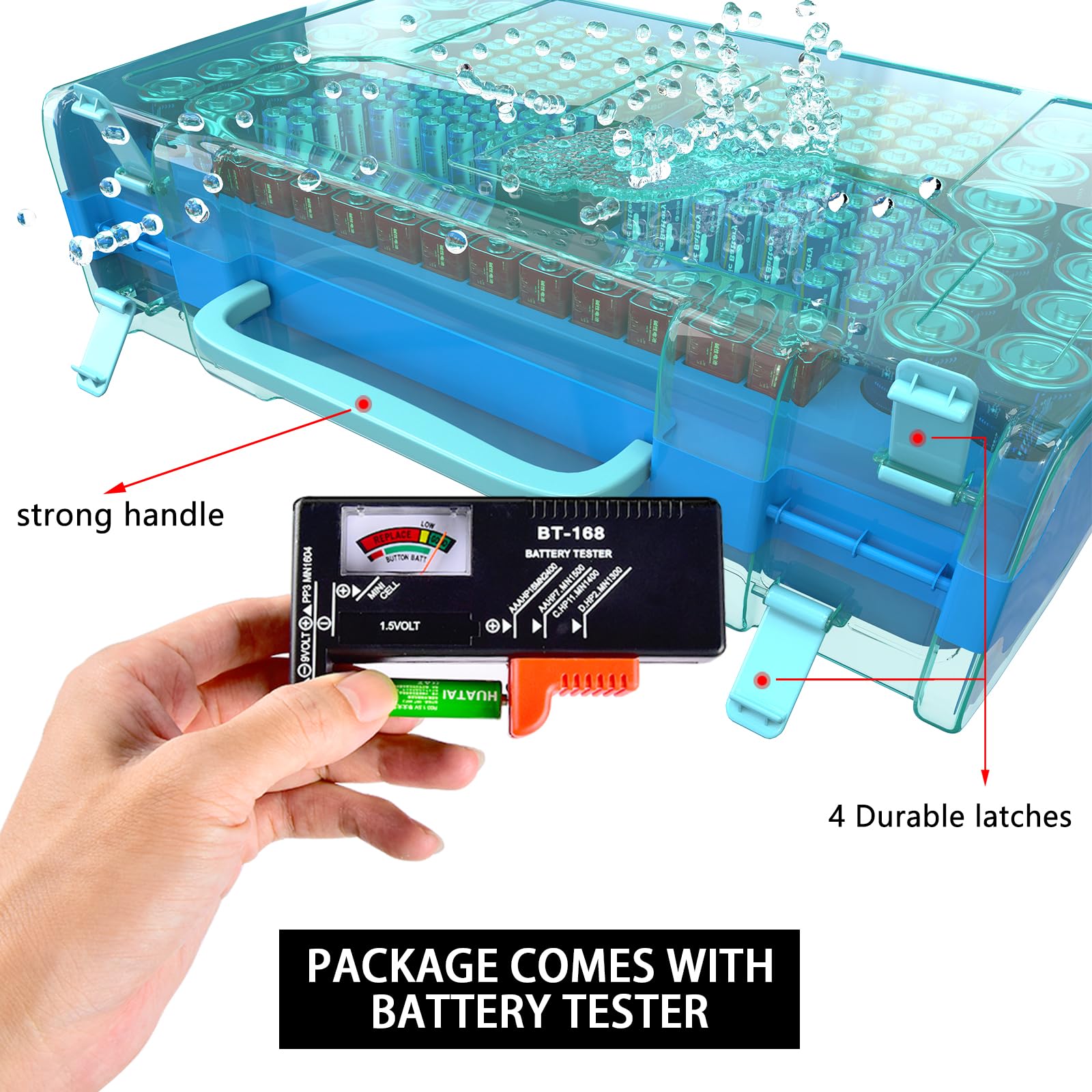 Large Capacity 269 Battery Organizer Storage Case With Tester, Double Side Battery Holder Container For Aa Aaa Aaaa C D 9V Lithi