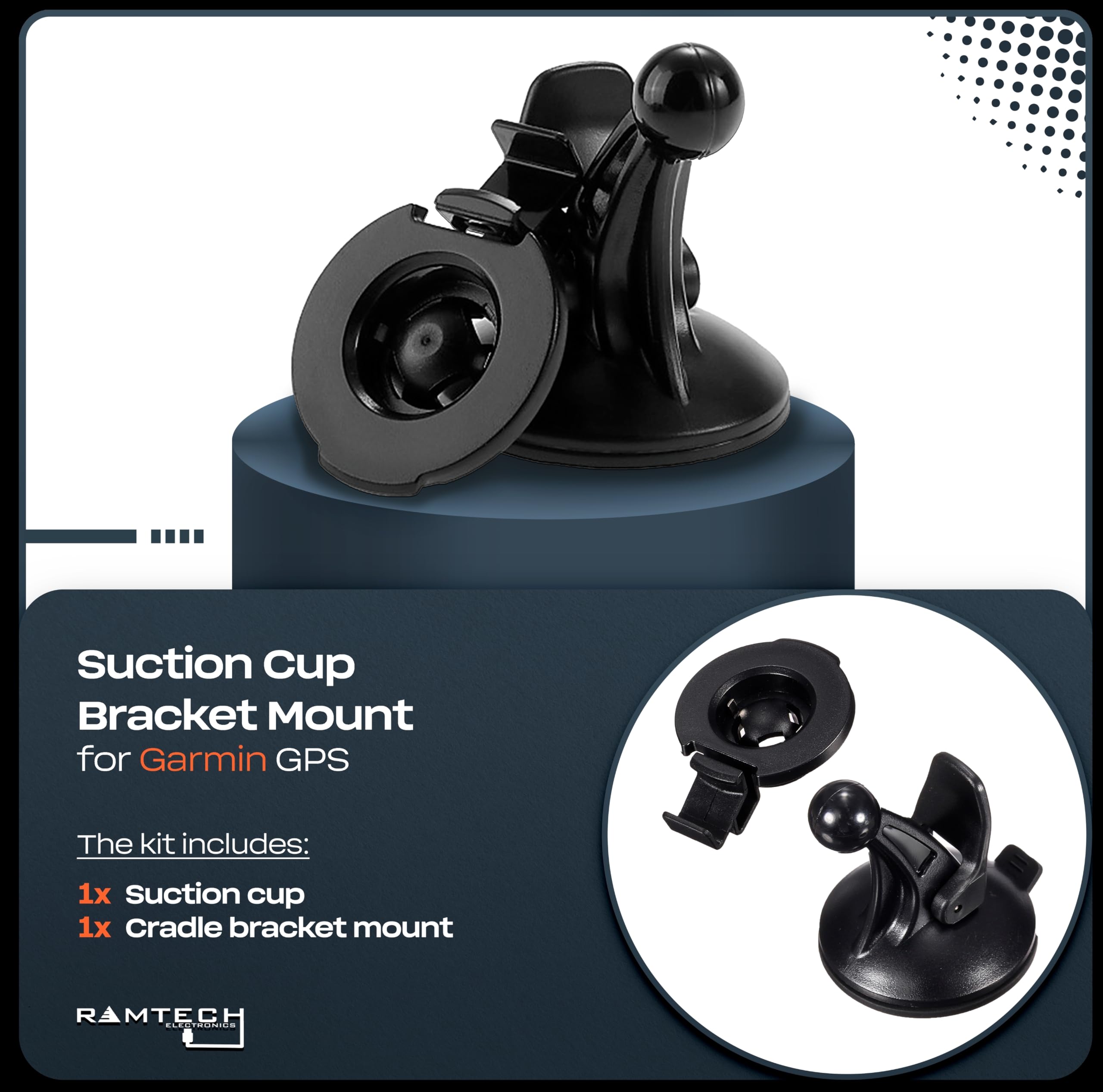 Ramtech Car Windshield Suction Cup Gps Mount With Bracket, Compatible With Drive 50 50Lm 50Lmt, 51 Lm 51 Lmt S, 52 Gps, Scr