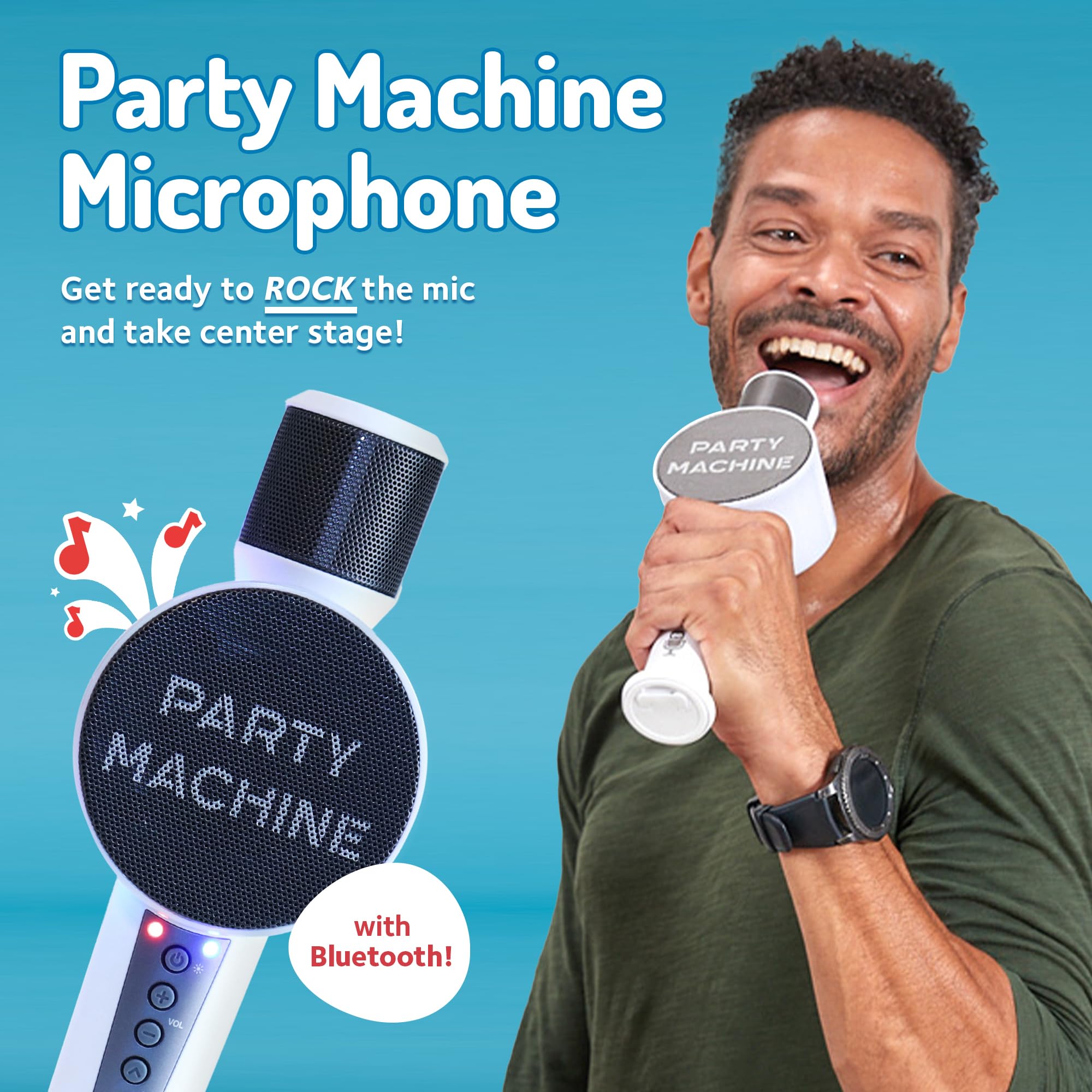 Singing Machine Wireless Karaoke Microphone For Kids & Adults, Party Machine Mic (White)   Portable Handheld Bluetooth Microphon