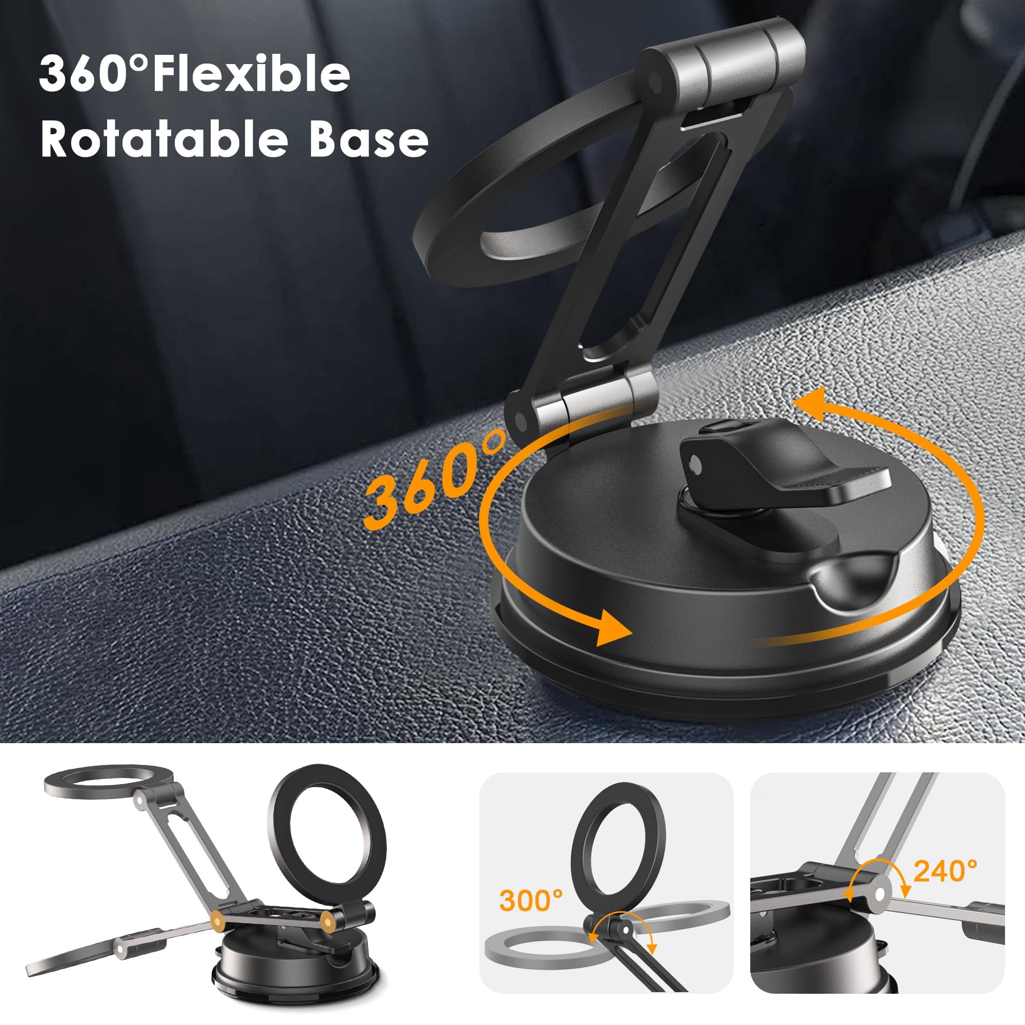 Creadream Magnetic Phone Holder For Car, Vacuum Suction Cup Magsafe Car Mount For Dashboard Windshield Vent, Car Phone Mount Com