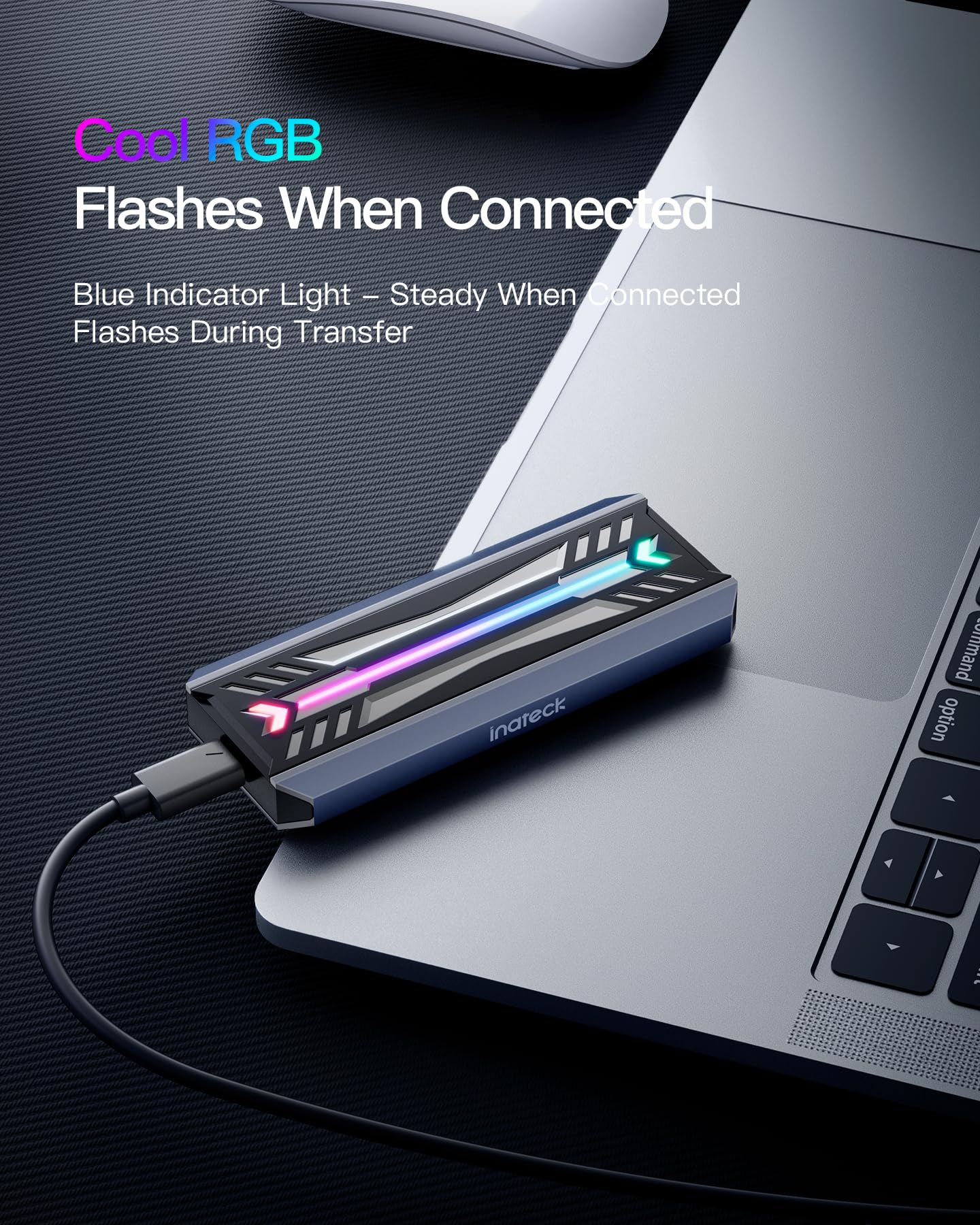 Inateck M.2 Nvme Sata Ssd Enclosure With Rgb,Usb 3.2 Gen 2 (10 Gbps) Enclosure Support Uasp Trim For Nvme/Sata Ssds 2242/2260/22