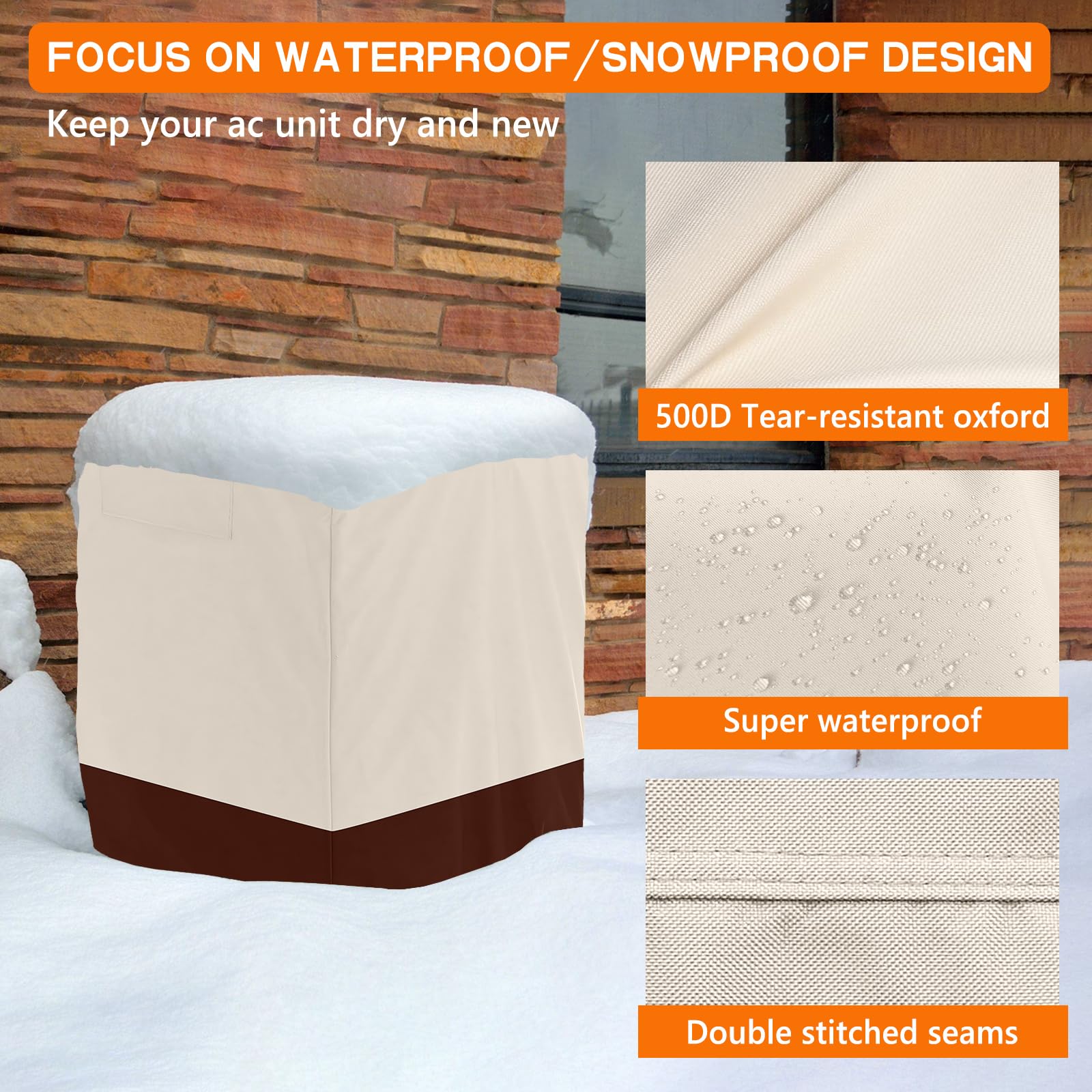 Startwo Air Conditioner Cover For Outside Units   Durable Waterproof Square Ac Cover For Outdoor With Windproof Buckles Elastic