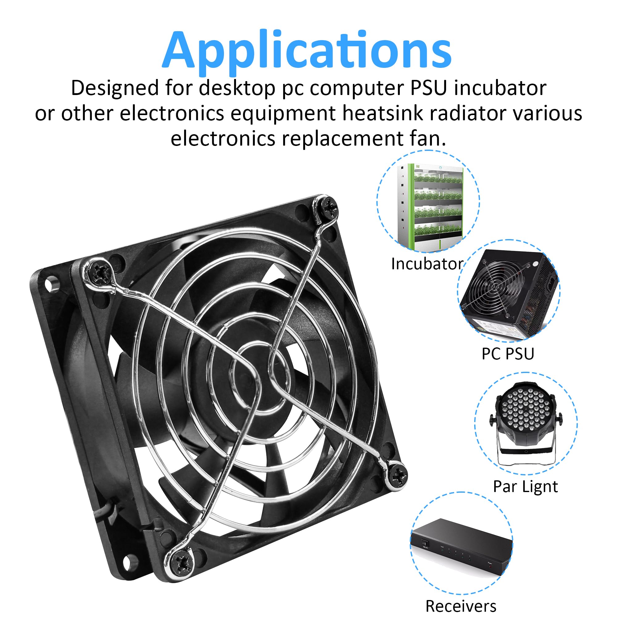 80Mm Dc Fan 12V Computer Fan 80Mm 3.15 Inch 2 Pin Xh 2.54 8025 High Performance Cooling Fan 3000Rpm 2 Pack