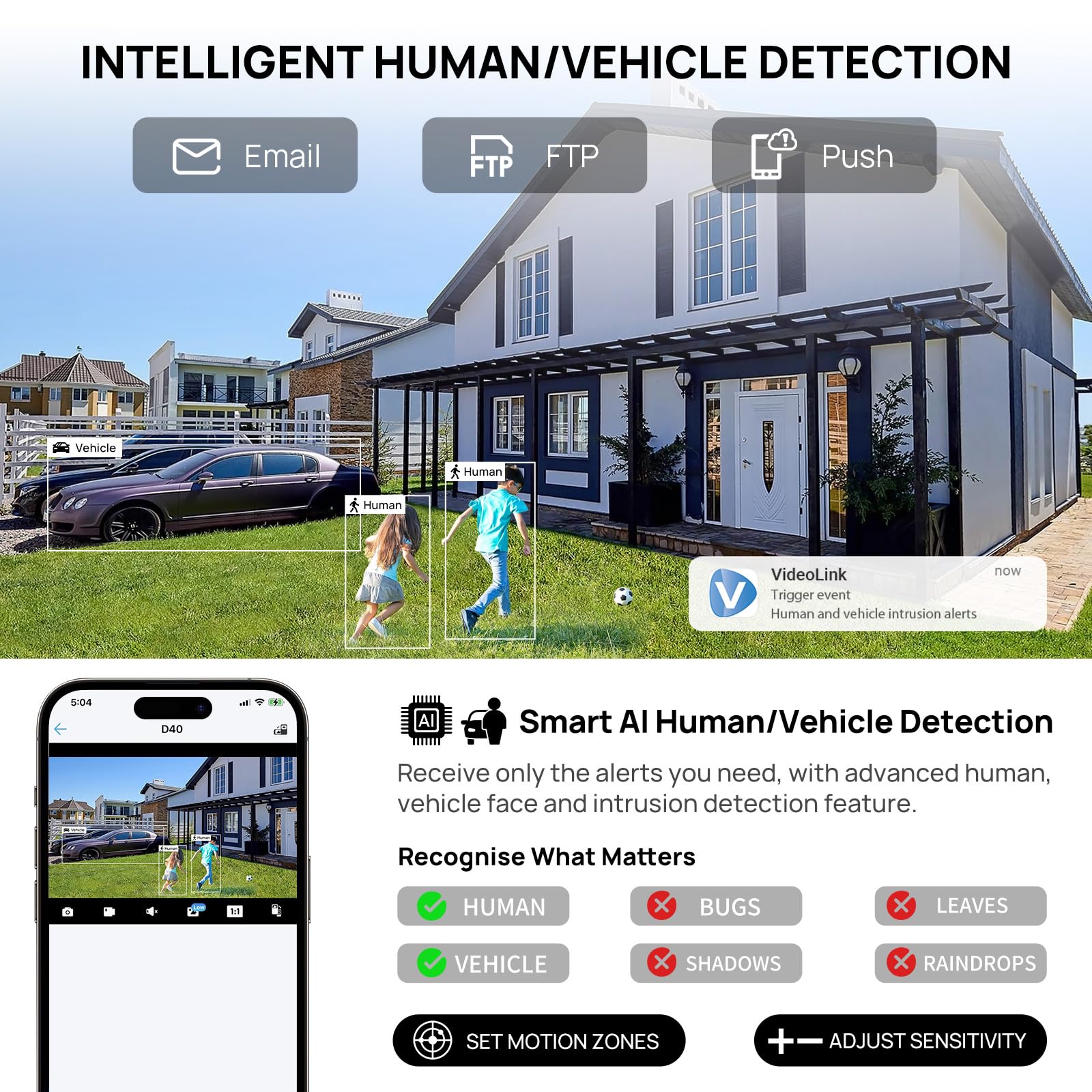 Vikviz 8Mp Outdoor Ptz Ip Camera Dome With Built In Mic,4X Optical Zoom 16X Digital Zoom Pan Tilt With 165Ft Ir Night Vsion,Huma