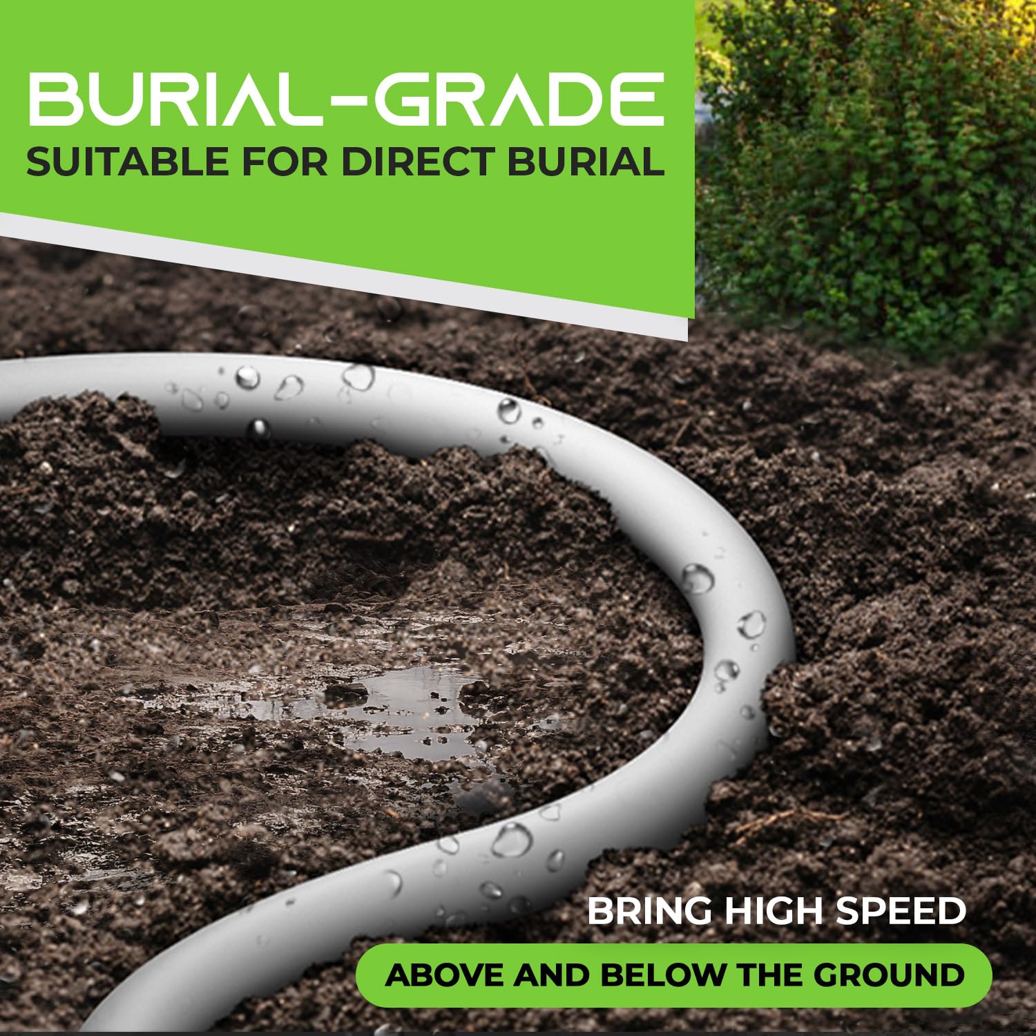 Gearit Cat6 Outdoor Ethernet Cable (25 Feet) Cca Copper Clad, Waterproof, Direct Burial, In Ground, Uv Jacket, Poe, Network, Int