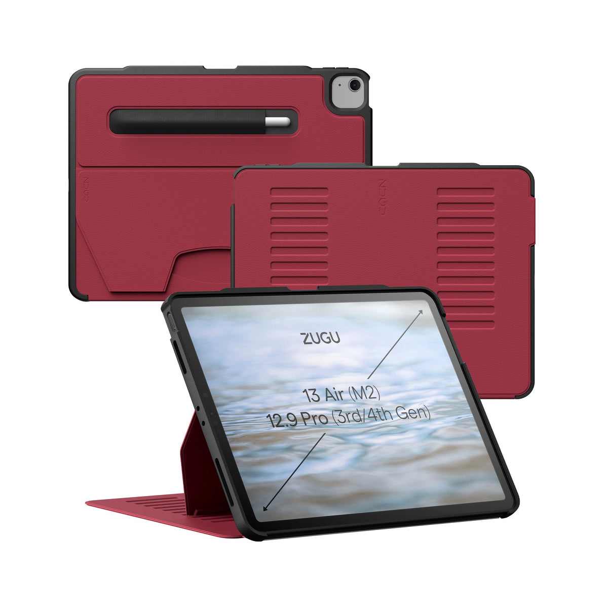 Zugu Case For Ipad Air 13 Inch M3 2025 & M2 2024 &/12.9 Inch (3Rd/4Th Gen), Slim Protective Cover With Apple Pencil Charging & S