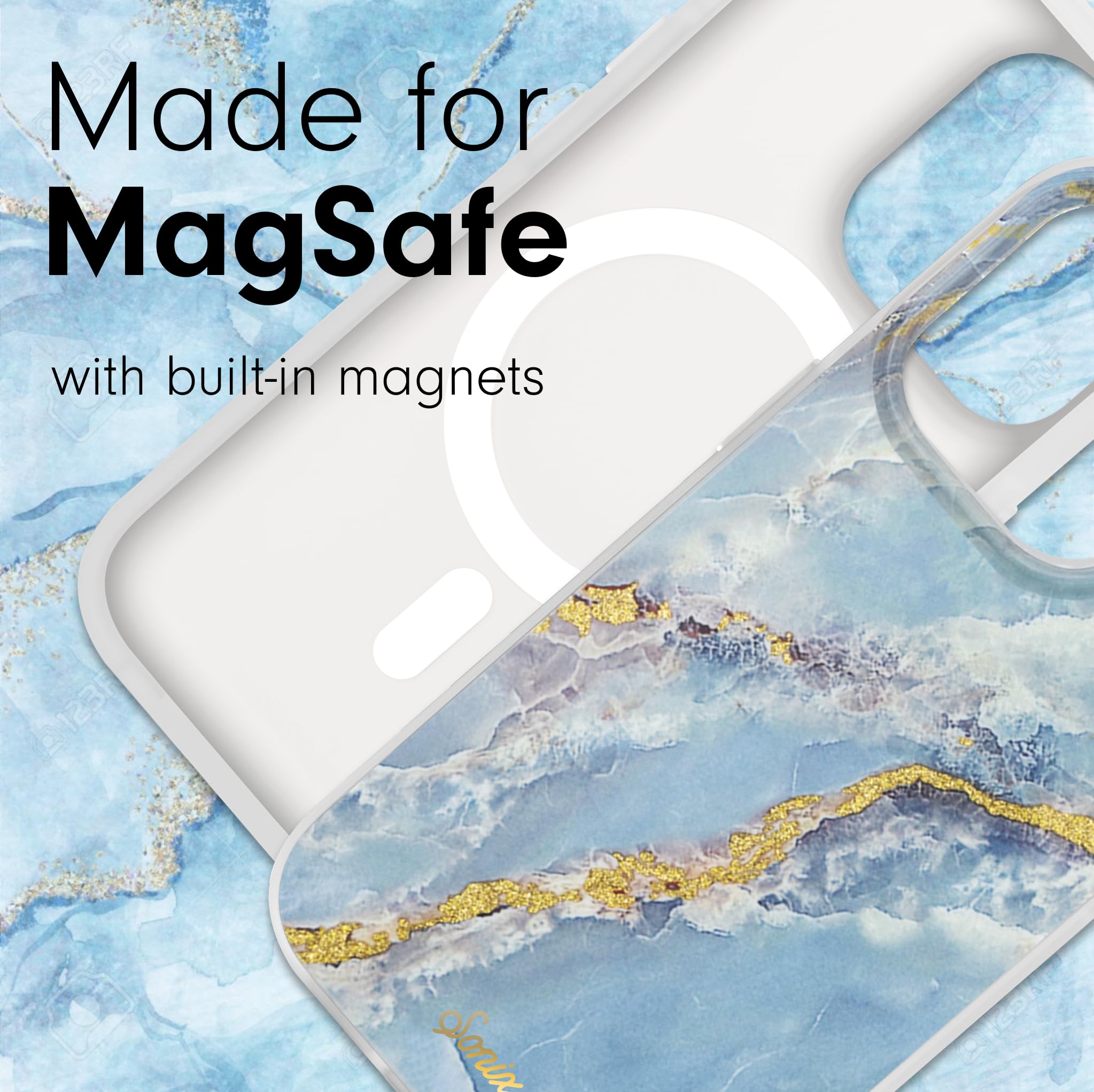 Sonix Case For Iphone 15 Pro | Compatible With Magsafe | 10Ft Drop Tested | Ice Blue Marble