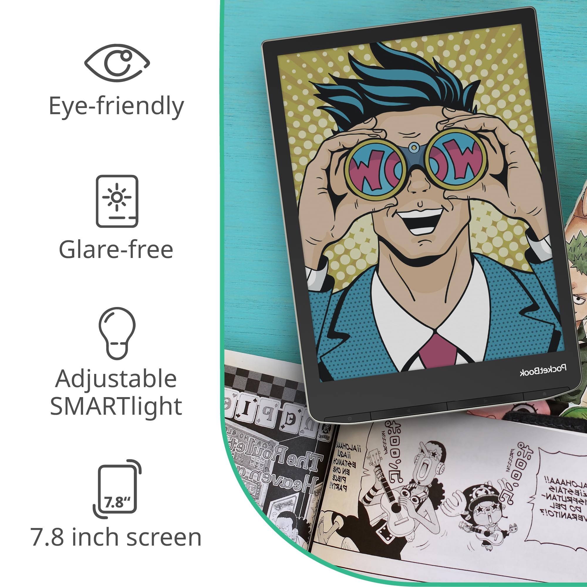 Pocketbook Inkpad Color 2 E Book Reader | Enhanced 7.8'' Color E Paper E Ink Screen | Eye Friendly E Reader For Comics | Smartli