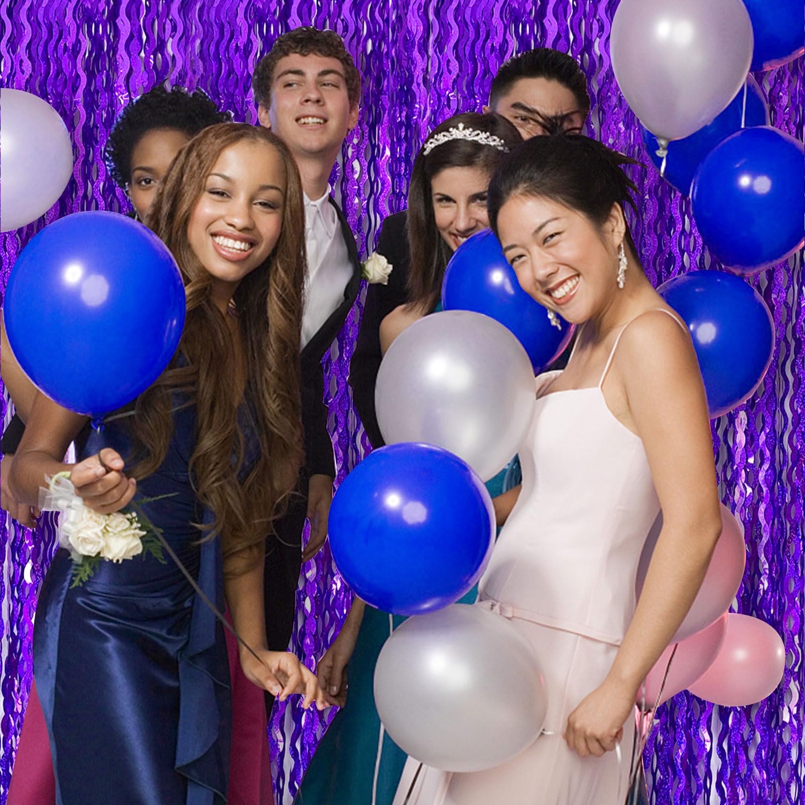 Tinsel Foil Fringe Curtains Wavy Backdrop For Parties Sparkle Metallic Wavy Foil Fringe Backdrop Curtain For Party Decorations P