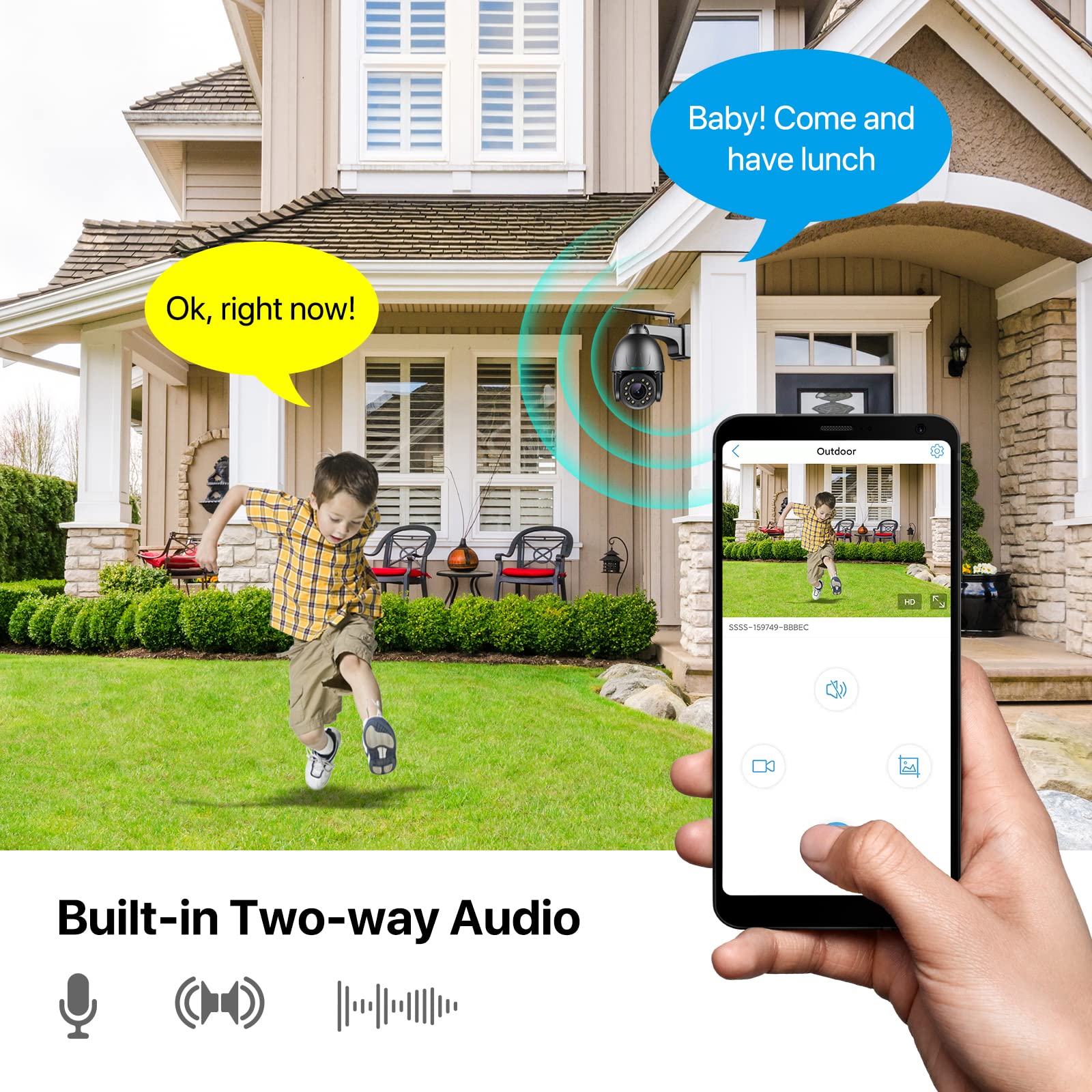 Sv3C Ptz Wifi Security Camera Outdoor 15X Optical Zoom Auto Tracking 5Mp Floodlight Color Night Vision Wireless Ip Cam, 2 Way Au