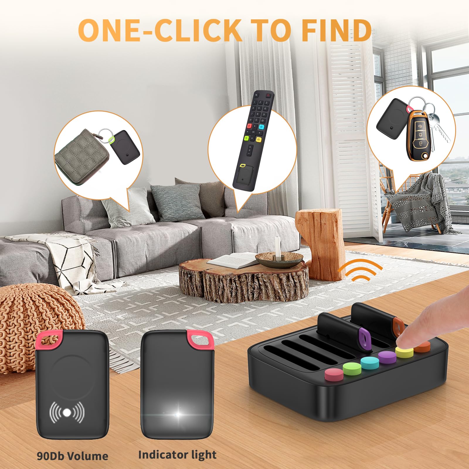 Key Finder Stick On Remote Finder Beeper 6 Pack Rf Wireless Tv Remote Control Finder, Key Finders Locator With Sound That Make Noise 90 Db Loud Beep Item Finder, Remote Tracker With Sound For Phone