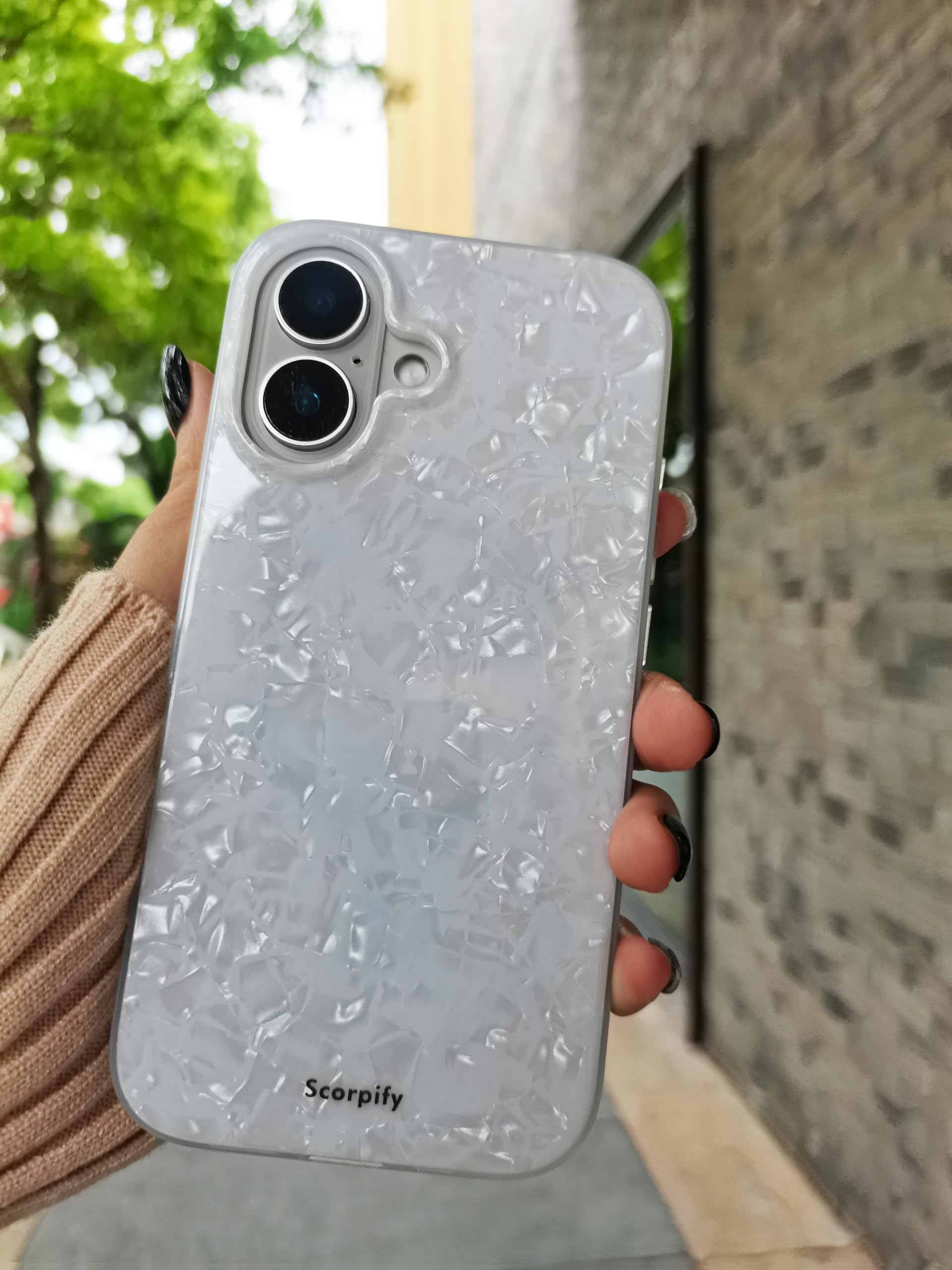 Scorpify For Iphone 16 Case [Compatible With Magsafe] With White Pearl Design, Cute Clear Magnetic Phone Cover For Women Girls A