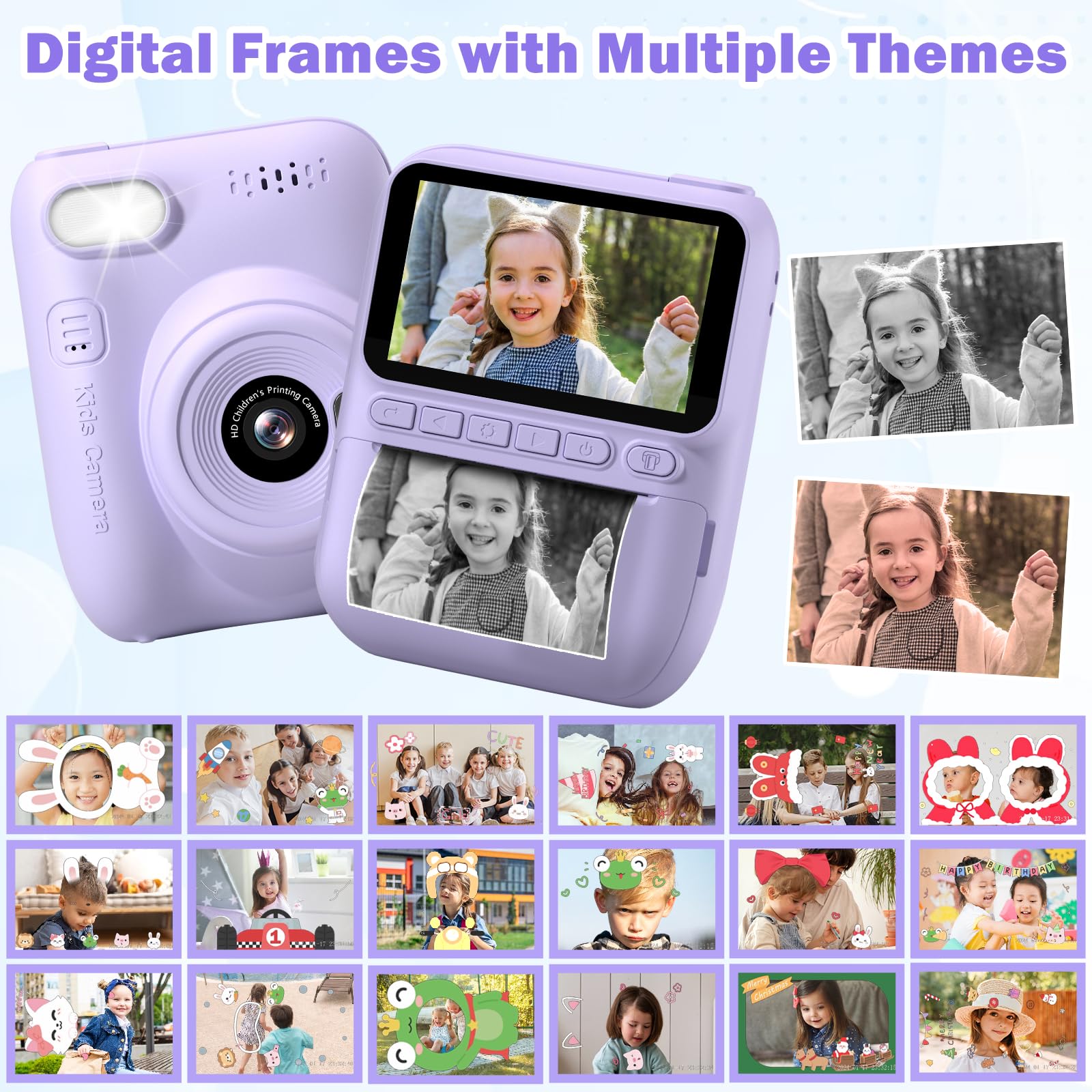 Kid Camera Instant Print, Birthday Gifts For Girls And Boys, Kids Digital Camera Toys, 1080P Hd Video, 3 4 5 6 7 8 9 10 11 12 Ye