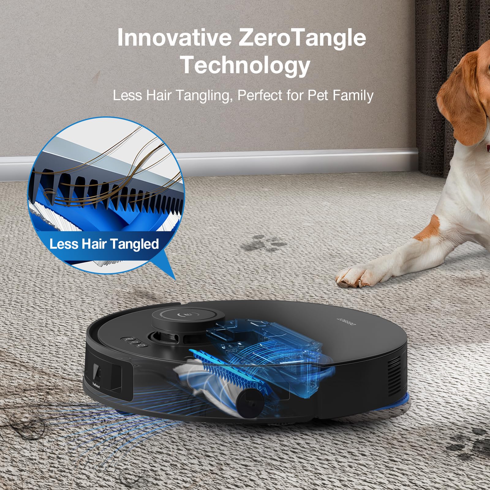 Ecovacs Deebot T30S Ai Robot Vacuum And Mop, 11000Pa, Truedge Adaptive Edge Mopping, Zerotangle Technology, Ai Instant Re Mop, H