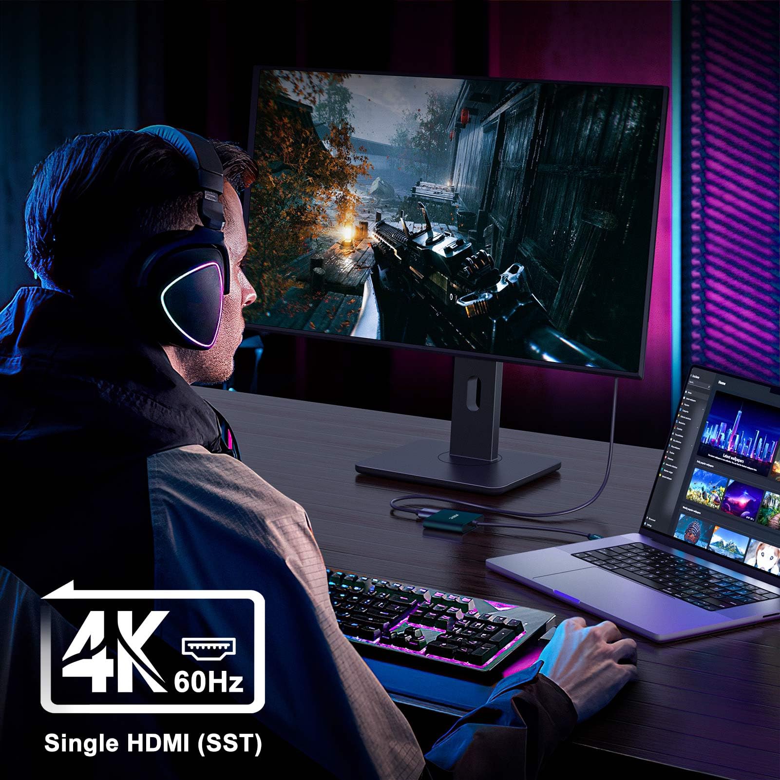 Usb C To Dual Hdmi Adapter 4K@60Hz, Type C To Hdmi Splitter Extended Display For Macbook/Macbook Pro Air Dell Xps13/15, Samsung