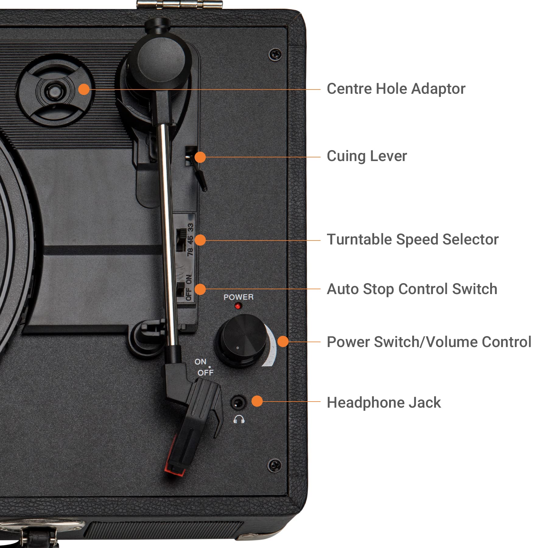 Byronstatics Record Player, Vinyl Turntable Record Player 3 Speed With Built In Stereo Speakers, Replacement Needle, Supports Rc