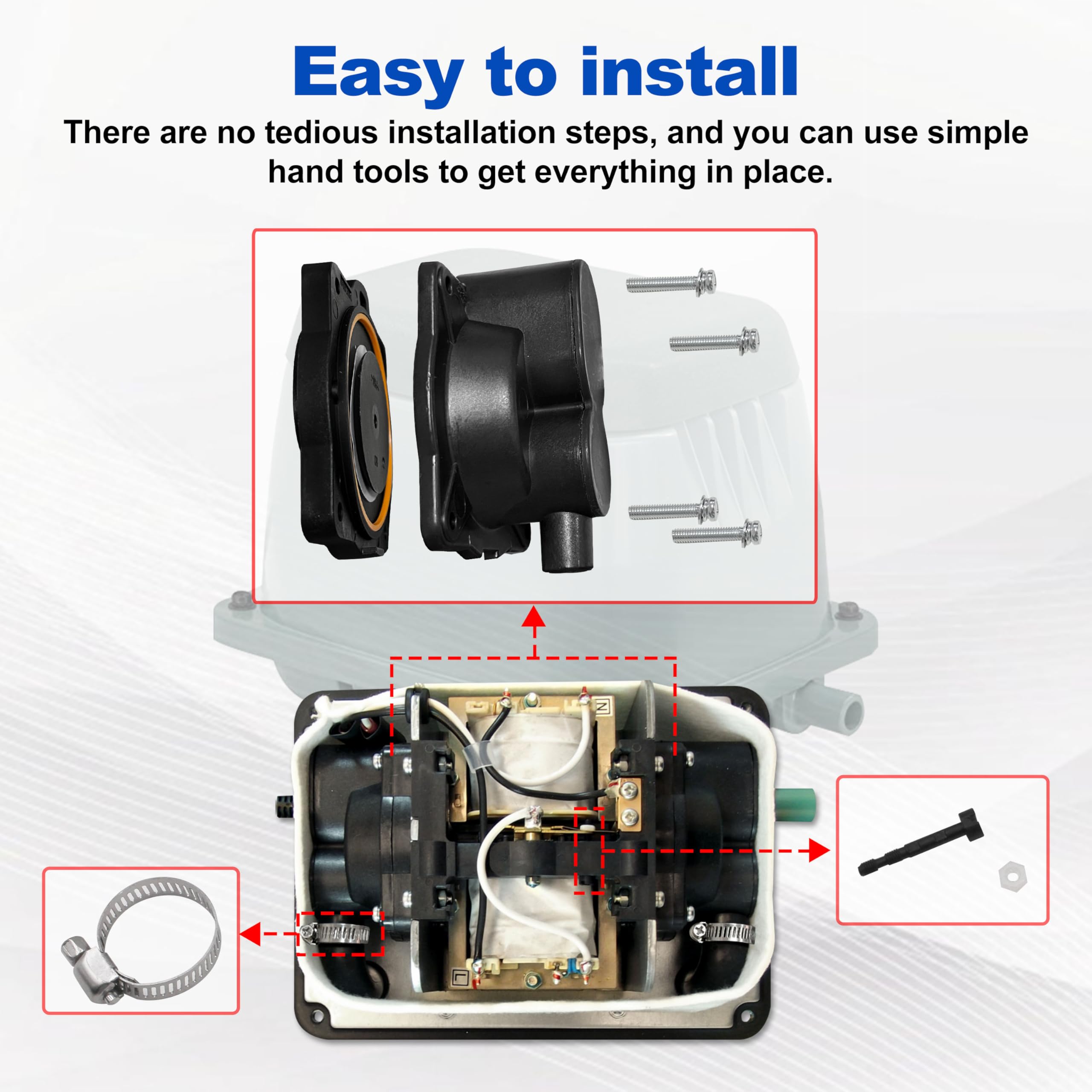 Wehope Hp 80 Hp 60 Air Pump Rebuild Complete Kit Replacement For Hiblow Hp 80/Hp 60,Including The Filter And Safety Screw.