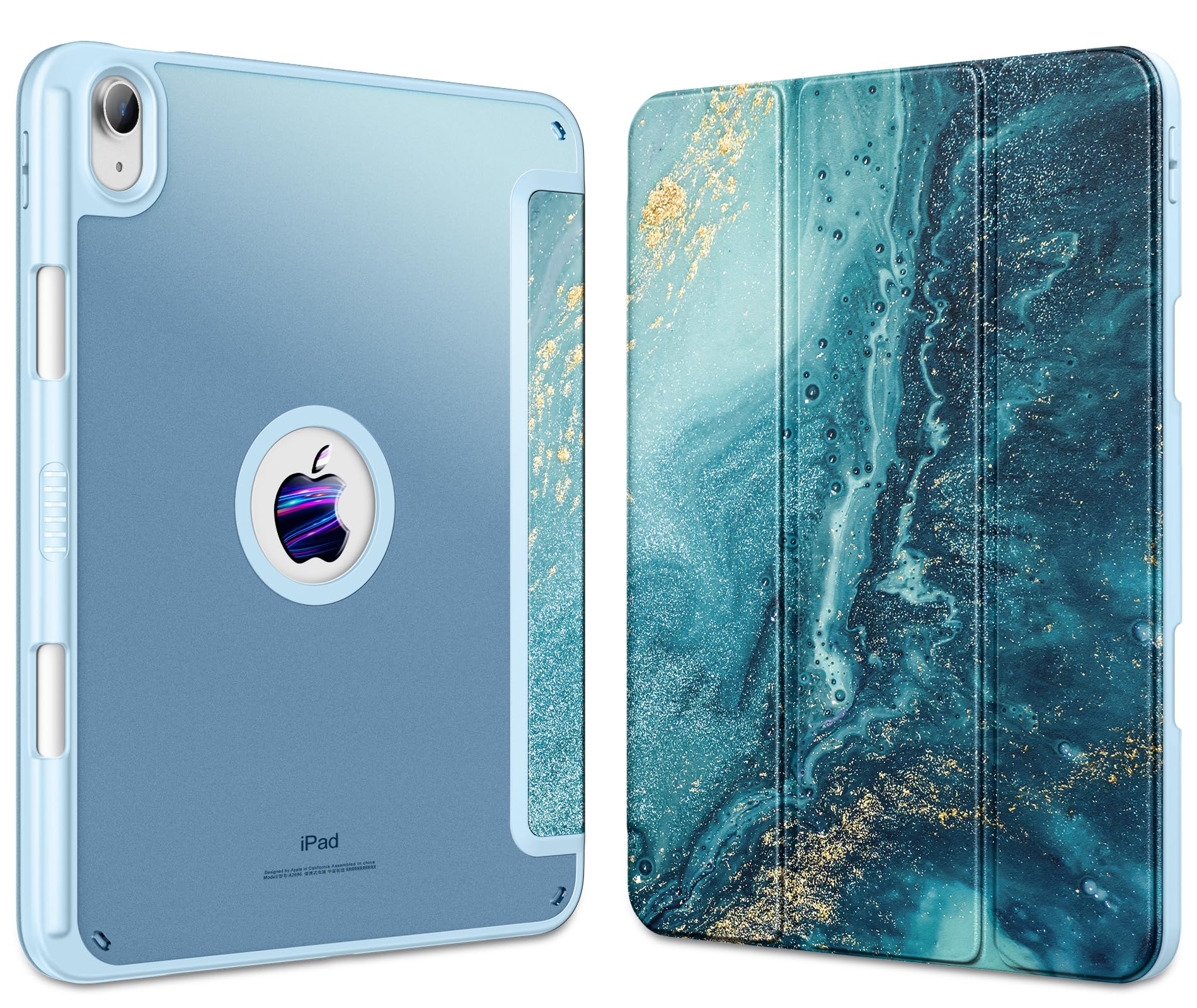 VIKESI for iPad 10th Generation Case 10.9 inch Released in 2022, Matte Slim Hard Back, Soft TPU Frame, Pencil Holder and Auto Sl