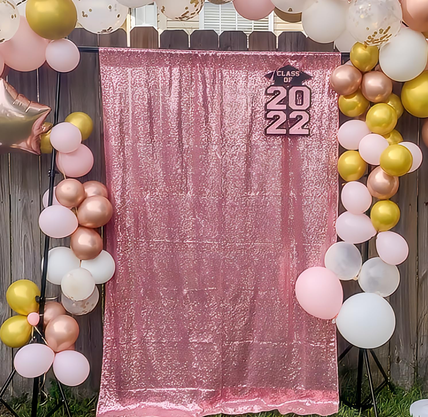Shidianyi 4Ftx6Ft Fuchsia Pink Sequin Photo Backdrop, Wedding Photo Booth,Photography Background (Fuchsia Pink)