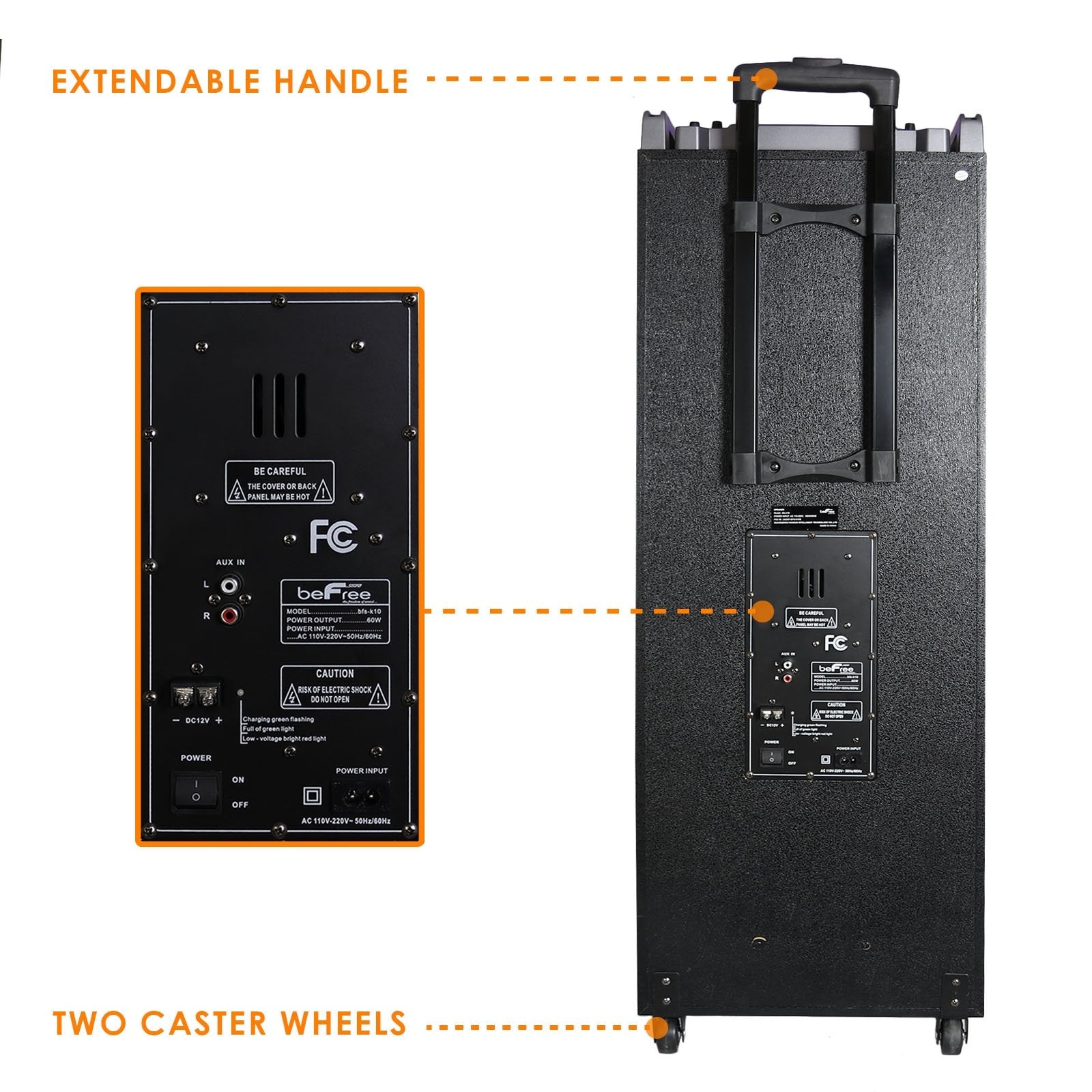 Befree Sound Dual 10 Inch Subwoofer Bluetooth Portable Party Speaker With Sound Reactive Party Lights, Usb/Sd Input, Rechargeabl