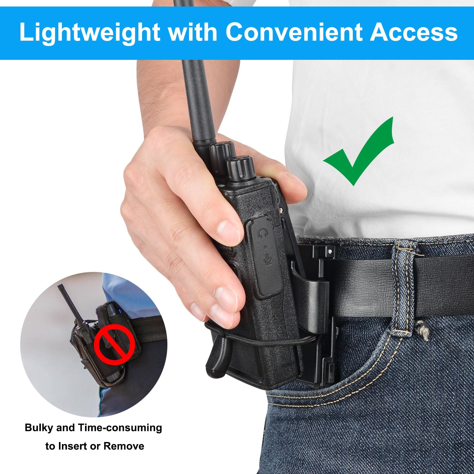 Ablefector Radio Holder, Tactical Radio Holster For Duty Belts 1'' To 2.2'' Width, Compatible With Motorola Baofeng & Kenwood, B