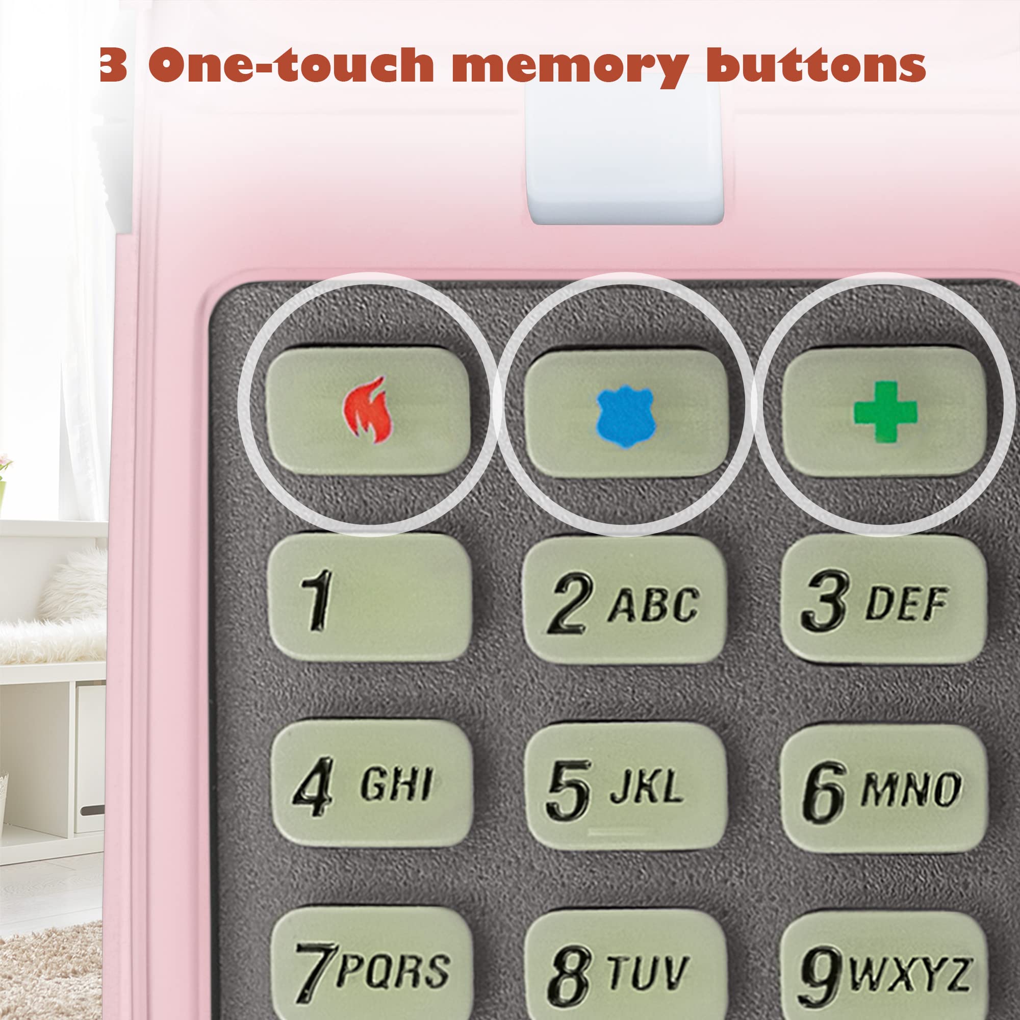 AT&T TRIMLINE 210 Pink Corded Home Phone - Lighted Big Buttons, Wall-Mount, 13 Speed Dial, Last Number Redial, Volume Control