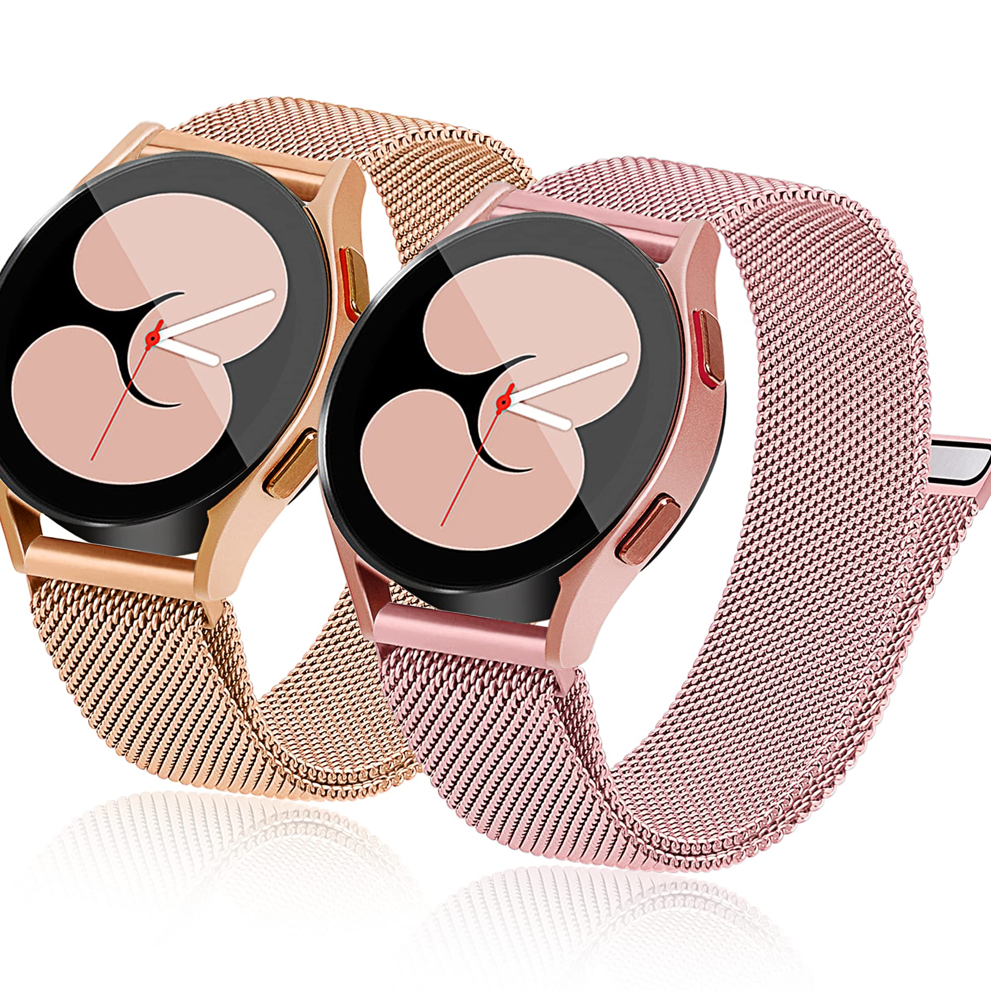2 Packs Soft Metal Milanese Samsung Watch 4/5 Band, Mesh Loop 20Mm Super Breathable & Comfortable Band, Compatible With Samsung