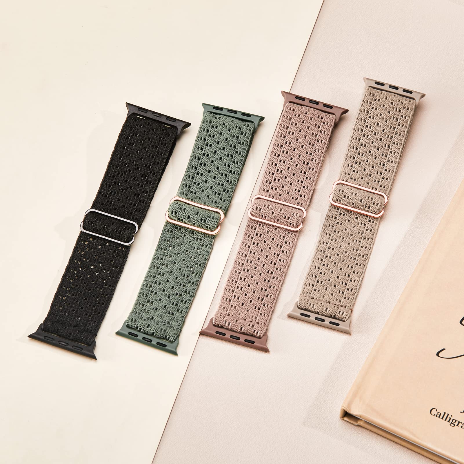 Stretchy Nylon Solo Loop Bands Compatible With Apple Watch 38Mm 40Mm 41Mm 42Mm 44Mm 45Mm 49Mm, Adjustable Braided Sport Elastic