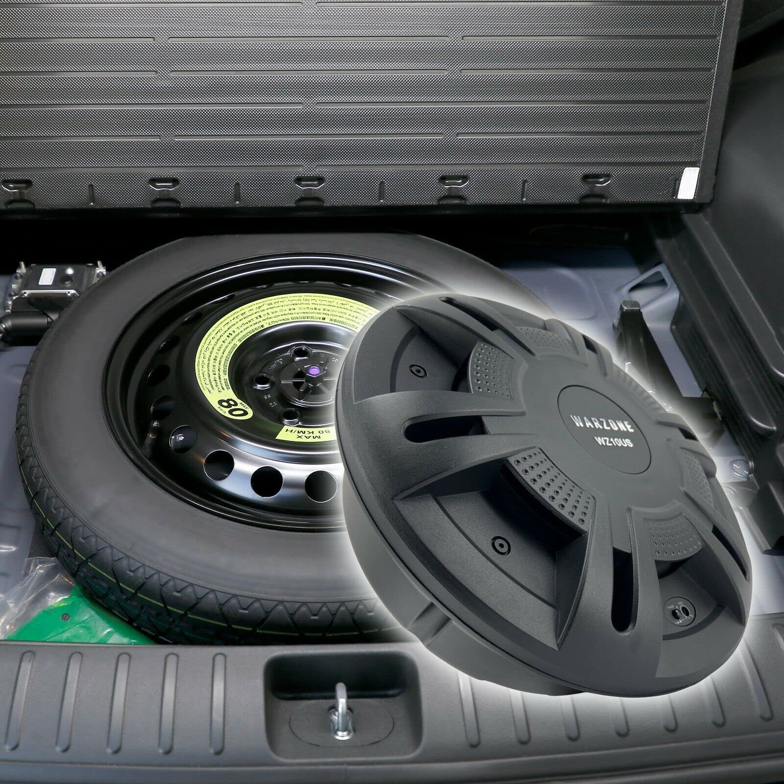 Gravity Warzone Wz10Us 10' Pro Audio Active Compact Spare Tire Slim Aluminum 1000 Watts 2 Ohm Subwoofer Powerful Loud Speaker With Bass Volume Control Knob