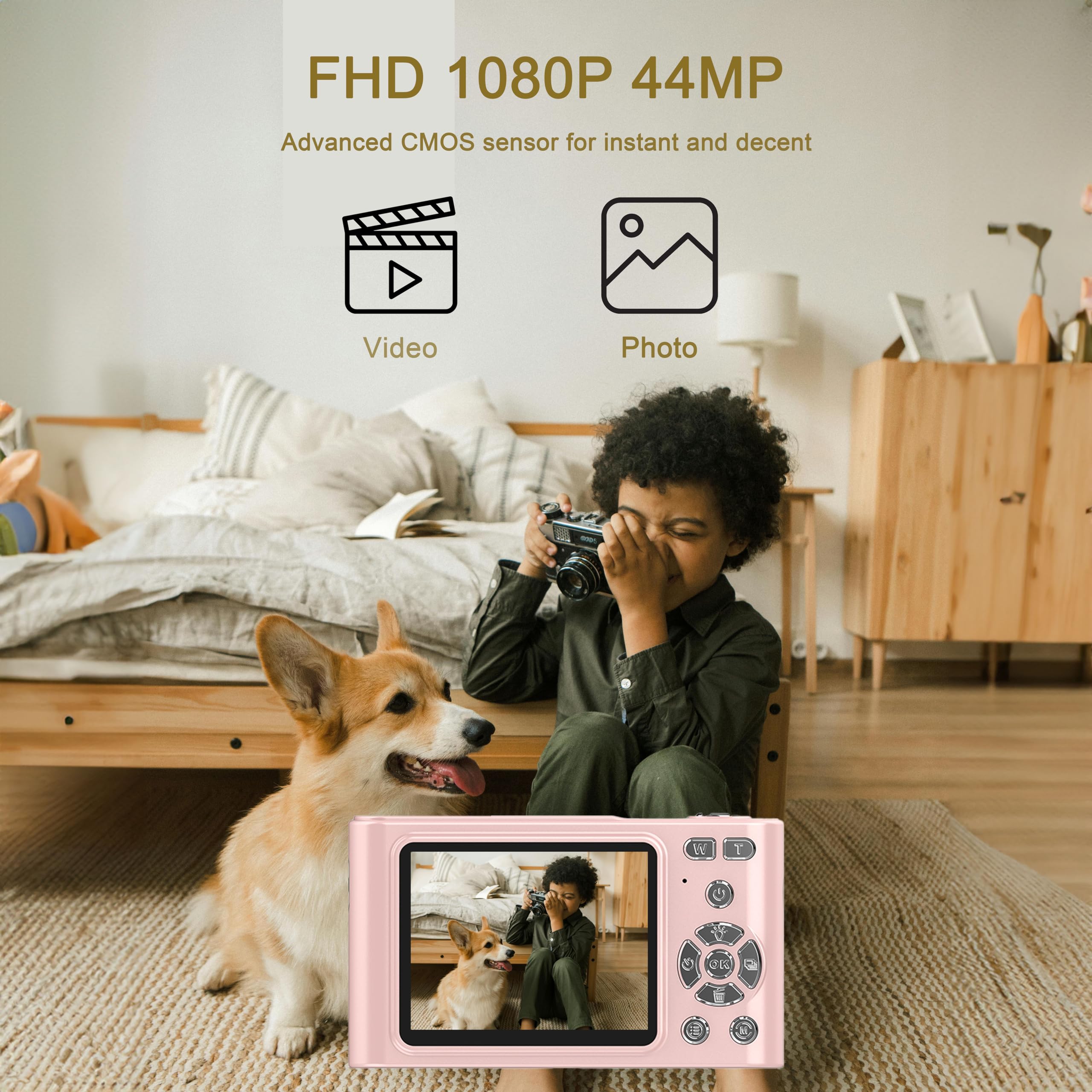 Digital Pocket Camera, Digital Point And Shoot Camera With 16X Zoom, 64Gb Memory, Fhd 1080P Camera, Anti Shake, Compact Small Ca