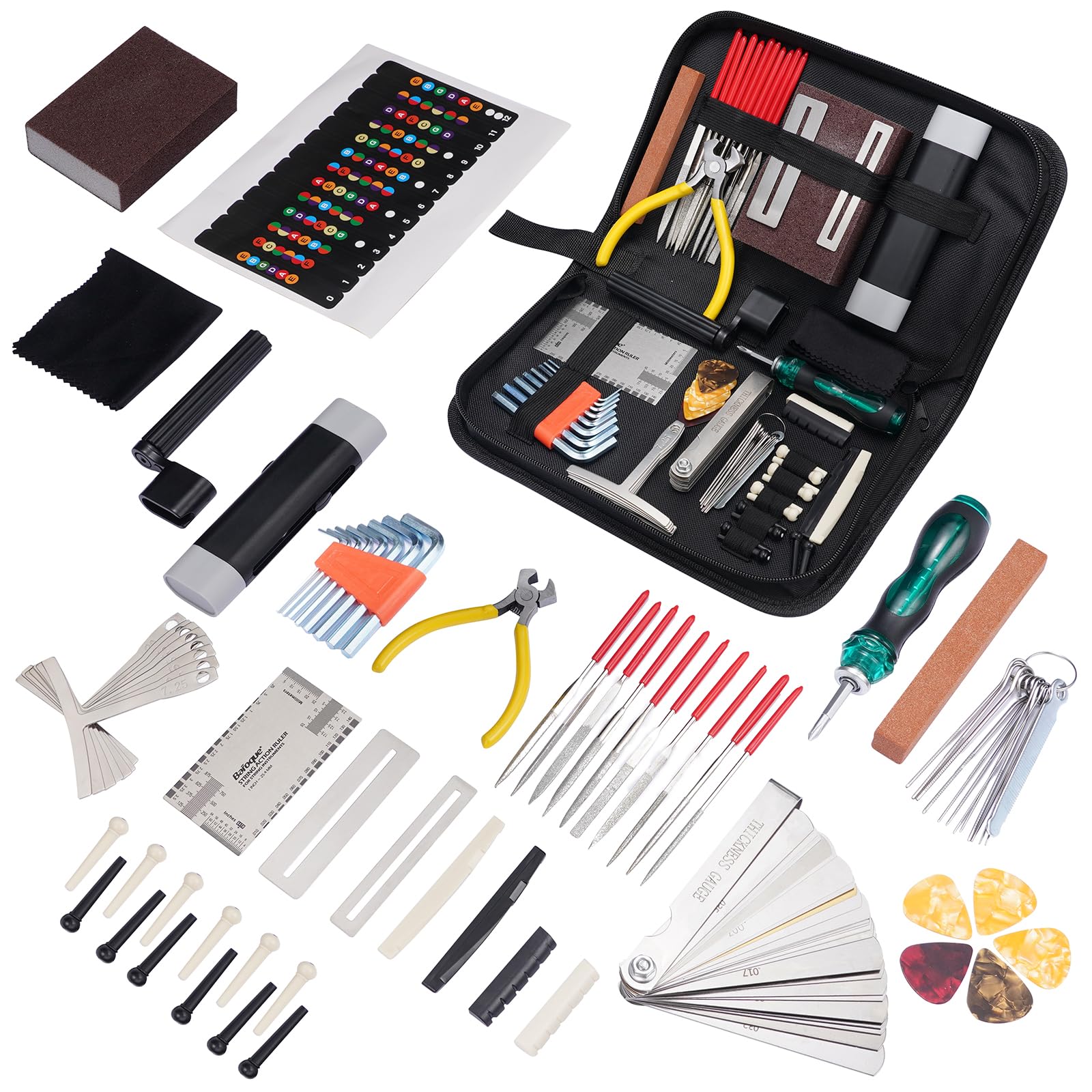 72Pcs Guitar Tool Kit, Guitar Repair Kit, Guitar Setup Kit, Professional Guitar Repairing Maintenance Tool Kit for Luthier Begin