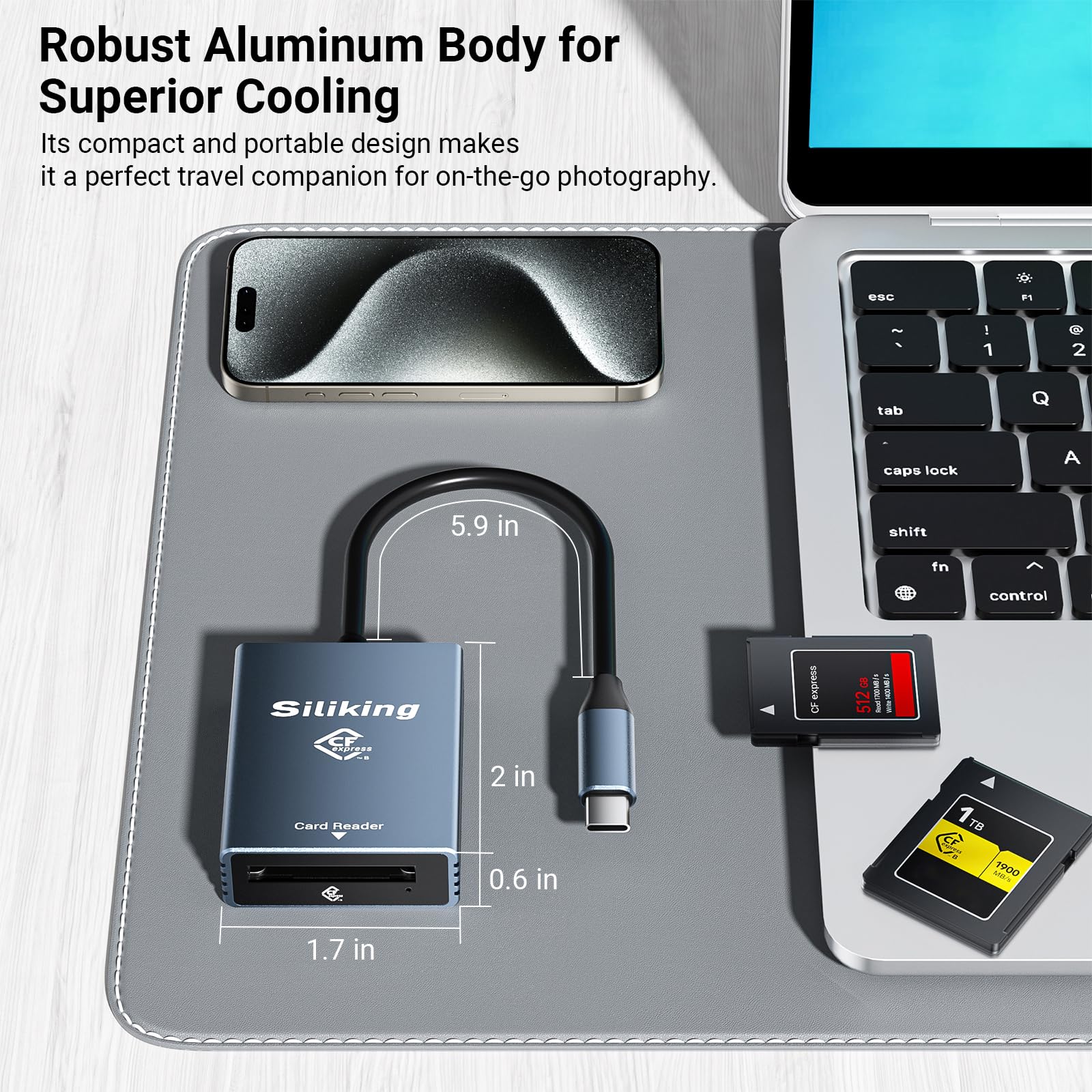 Ultra Fast Cfexpress Type B Card Reader | 10Gbps Usb 3.1 Gen2 | Universal Compatibility For Cf, Xqd, Cf Express Cards | Plug & P