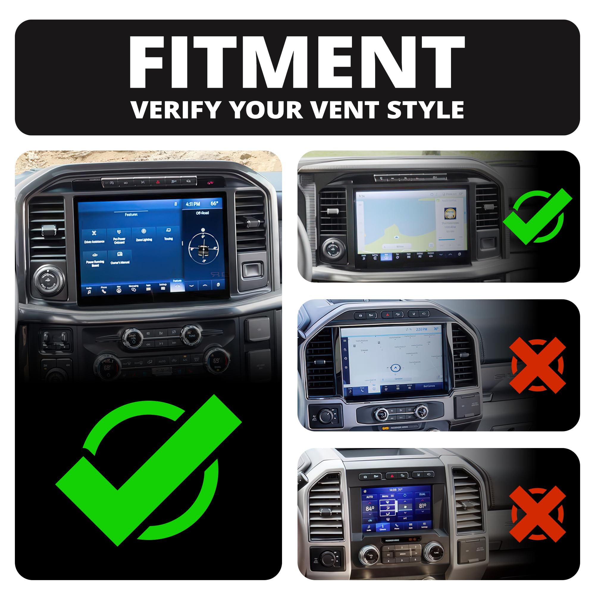 Tackform Link Vent Mount Magnetic Phone Holder - Compatible With '21-'25 Ford F150 & Raptor, '23-'25 Ford Super Duty | Aluminum